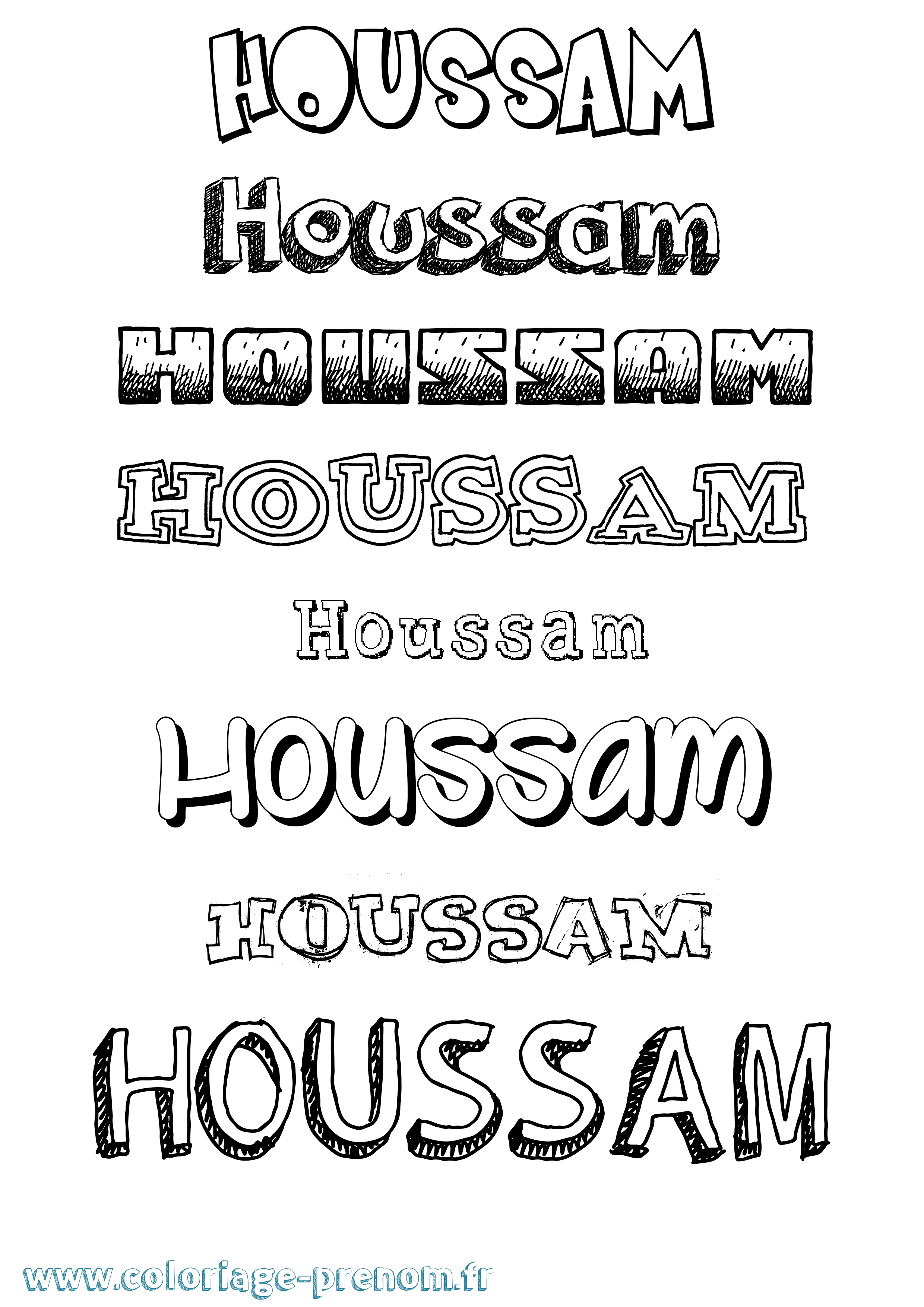 Coloriage prénom Houssam Dessiné