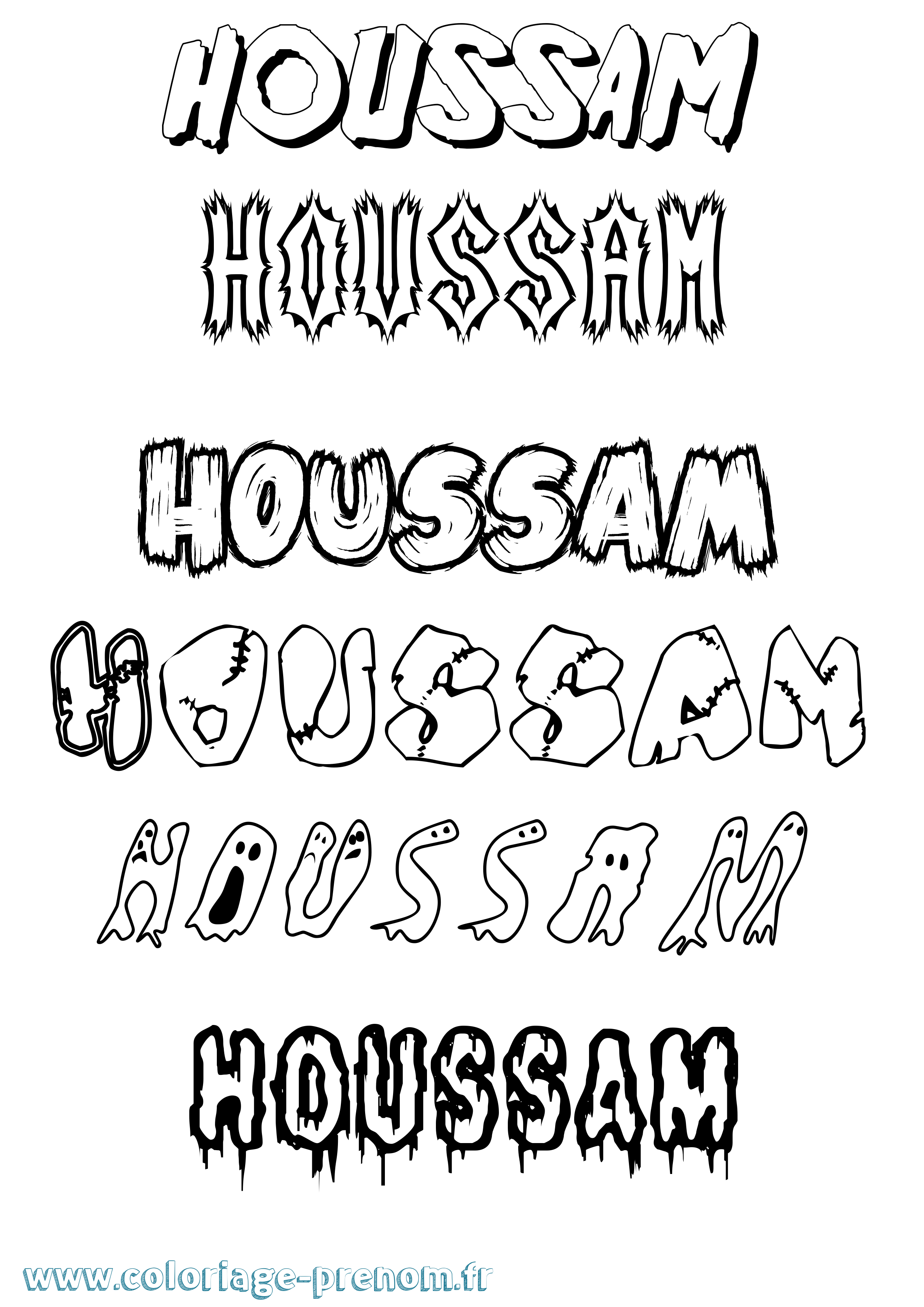 Coloriage prénom Houssam Frisson