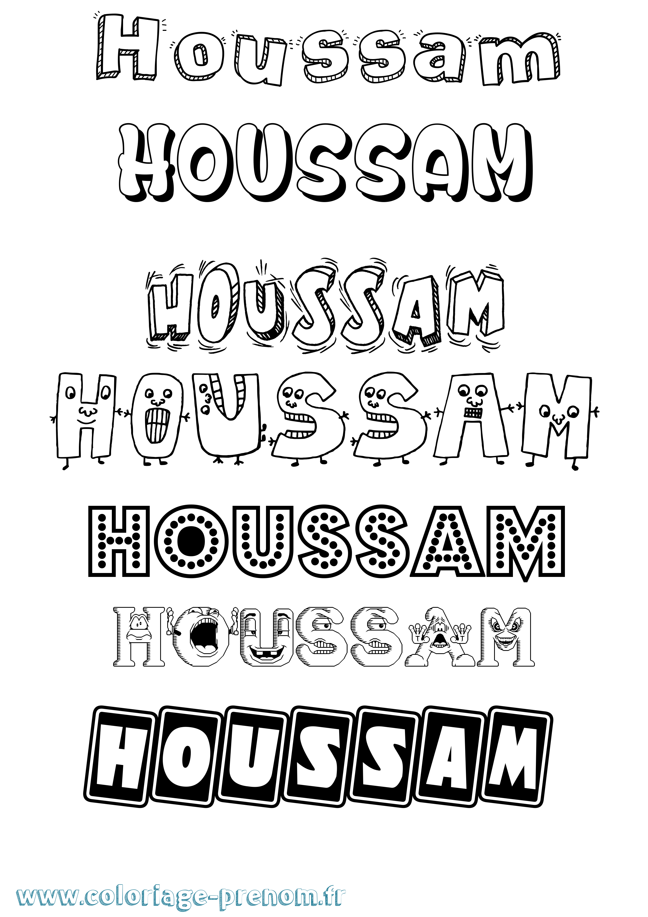 Coloriage prénom Houssam Fun