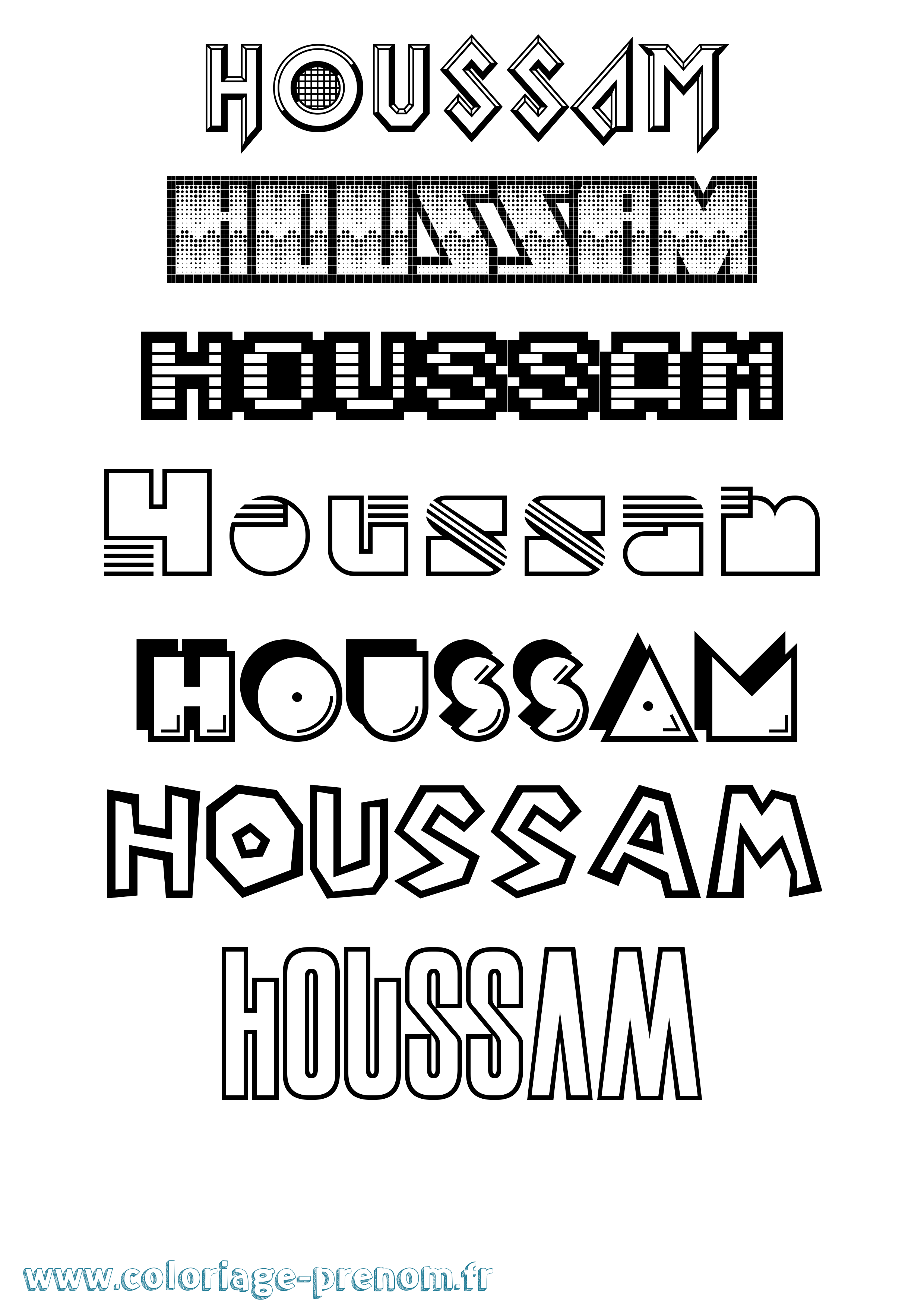 Coloriage prénom Houssam Jeux Vidéos