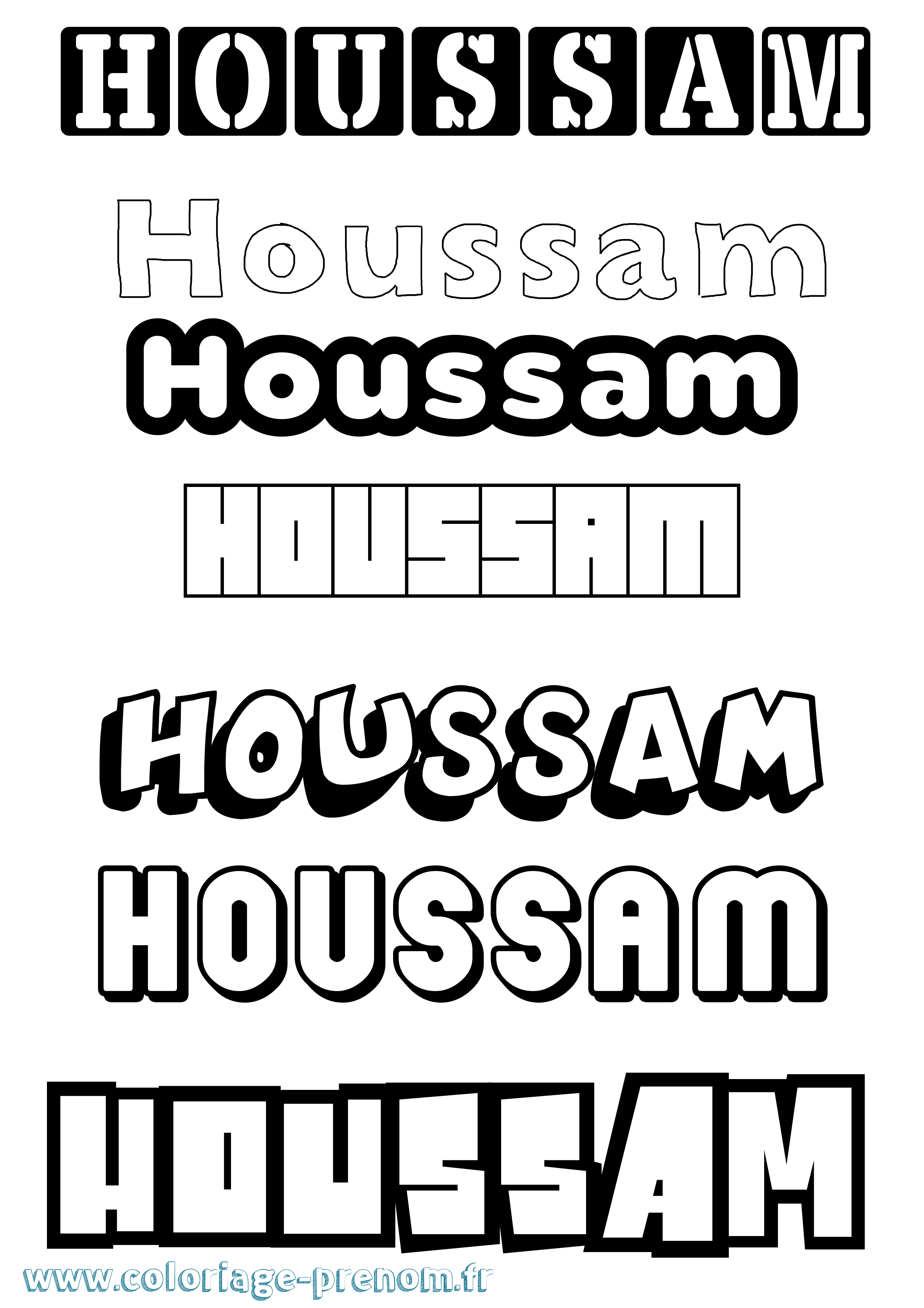 Coloriage prénom Houssam Simple