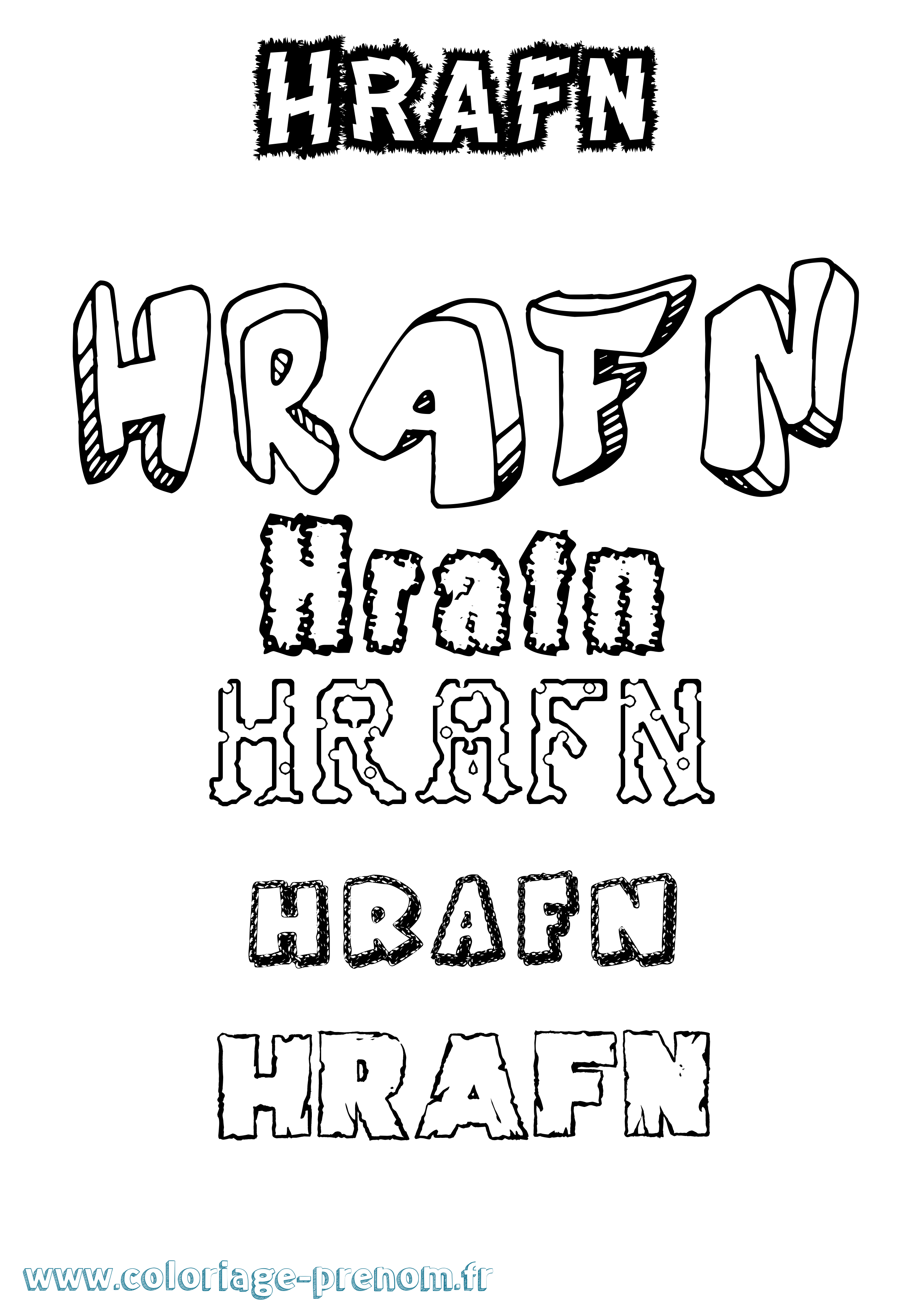 Coloriage Hrafn Destructuré Coloriage prénom Hrafn Destructuré