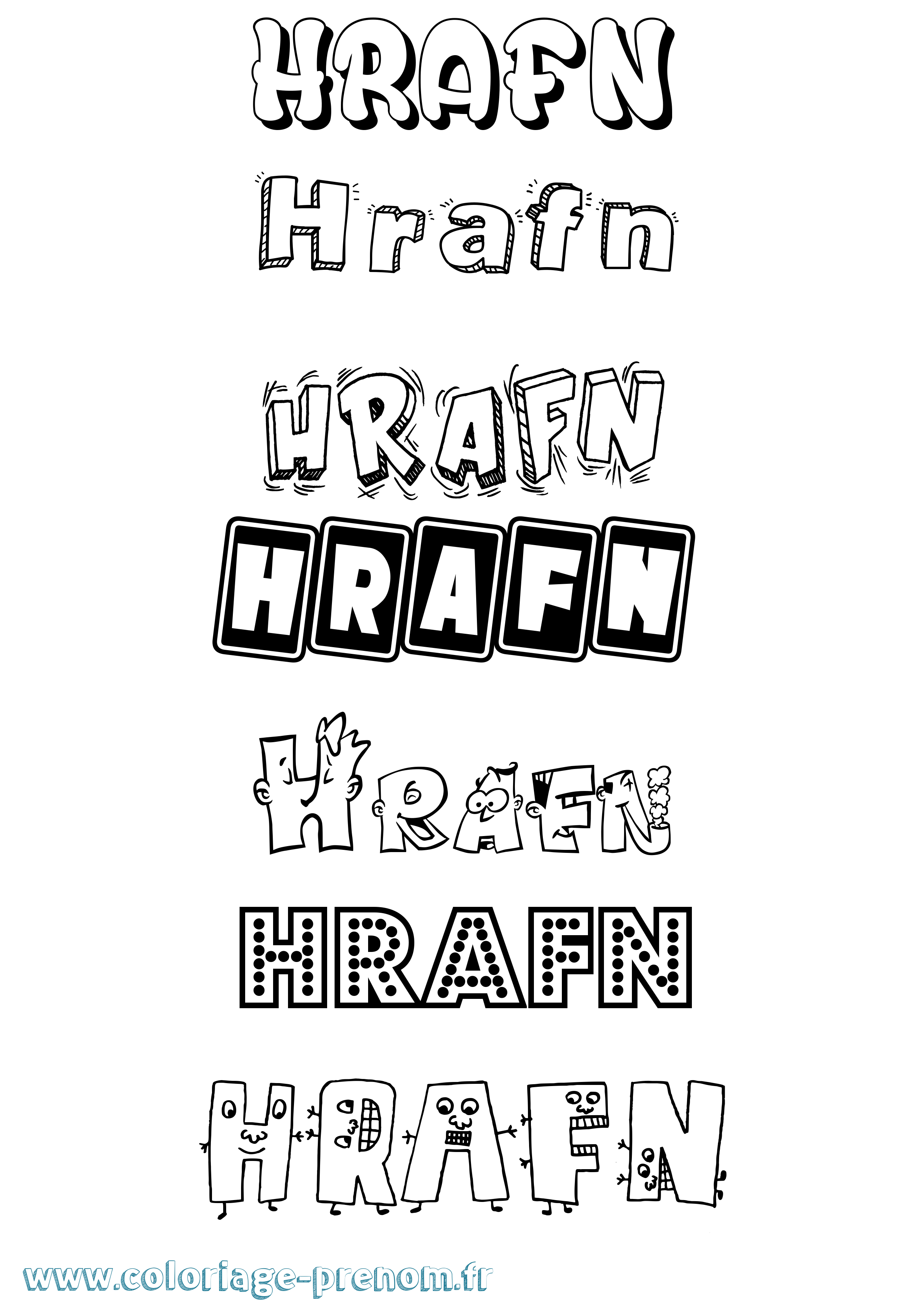 Coloriage prénom Hrafn Fun