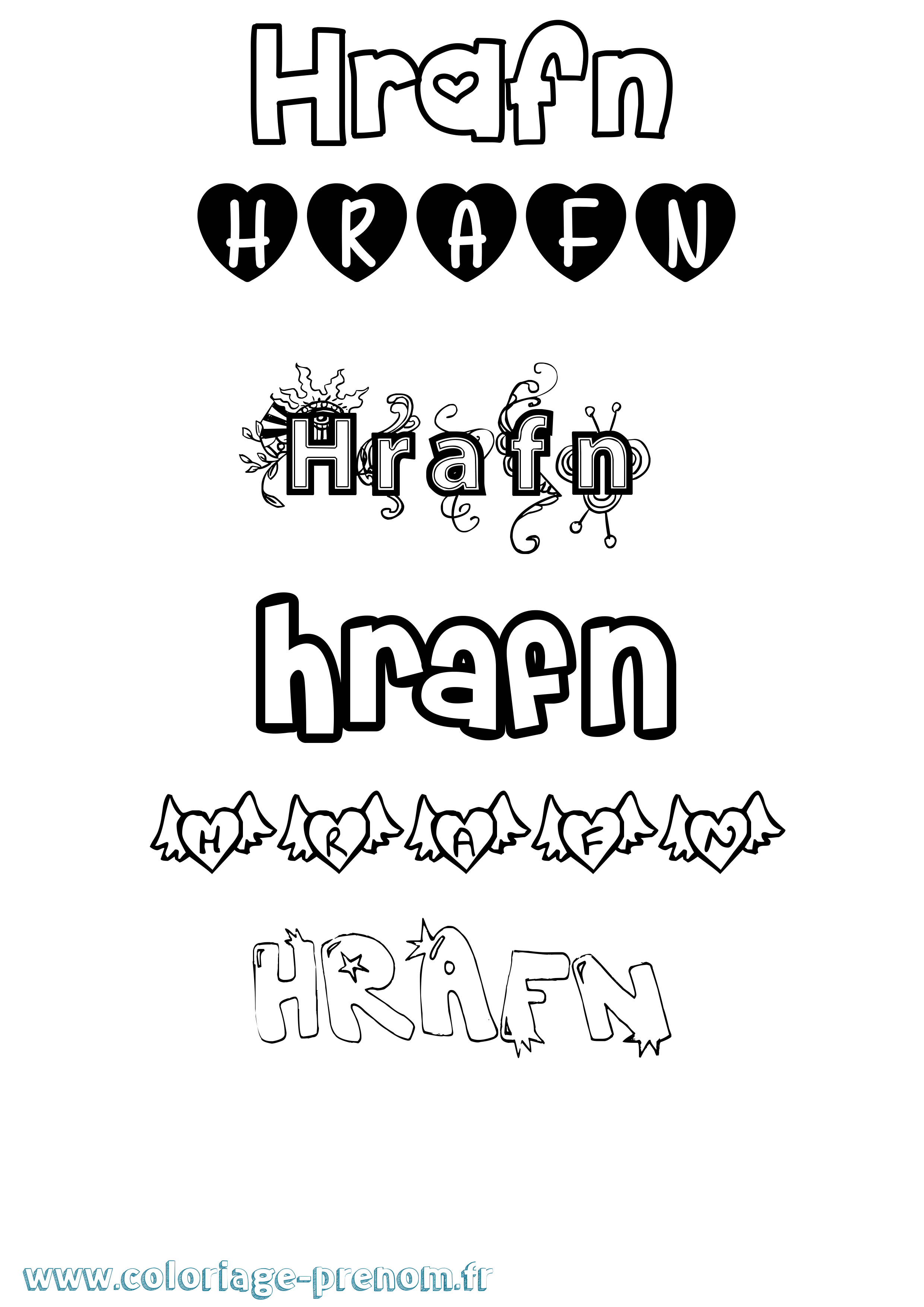 Coloriage Hrafn Girly Coloriage prénom Hrafn Girly