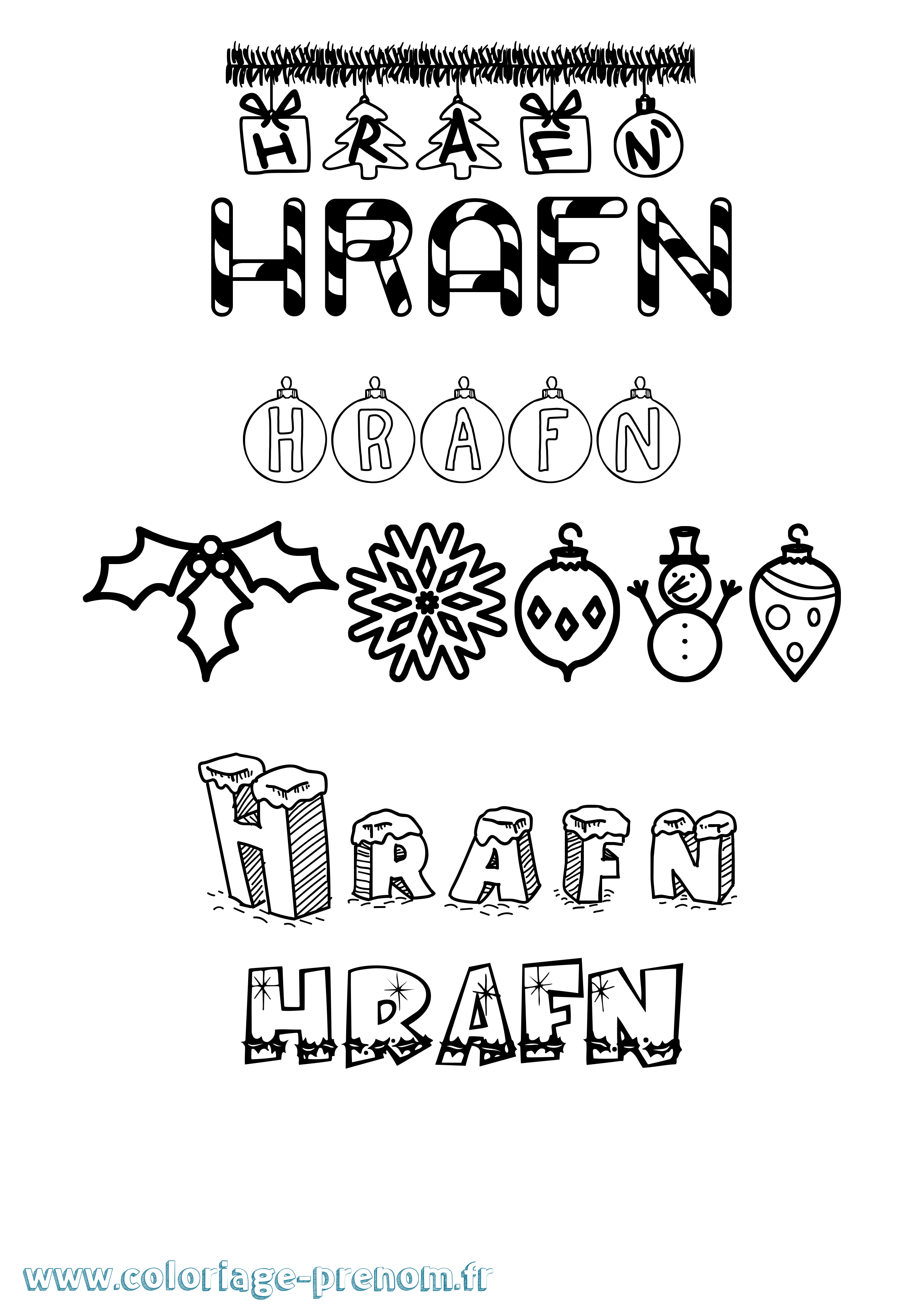 Coloriage Hrafn Noël Coloriage prénom Hrafn Noël