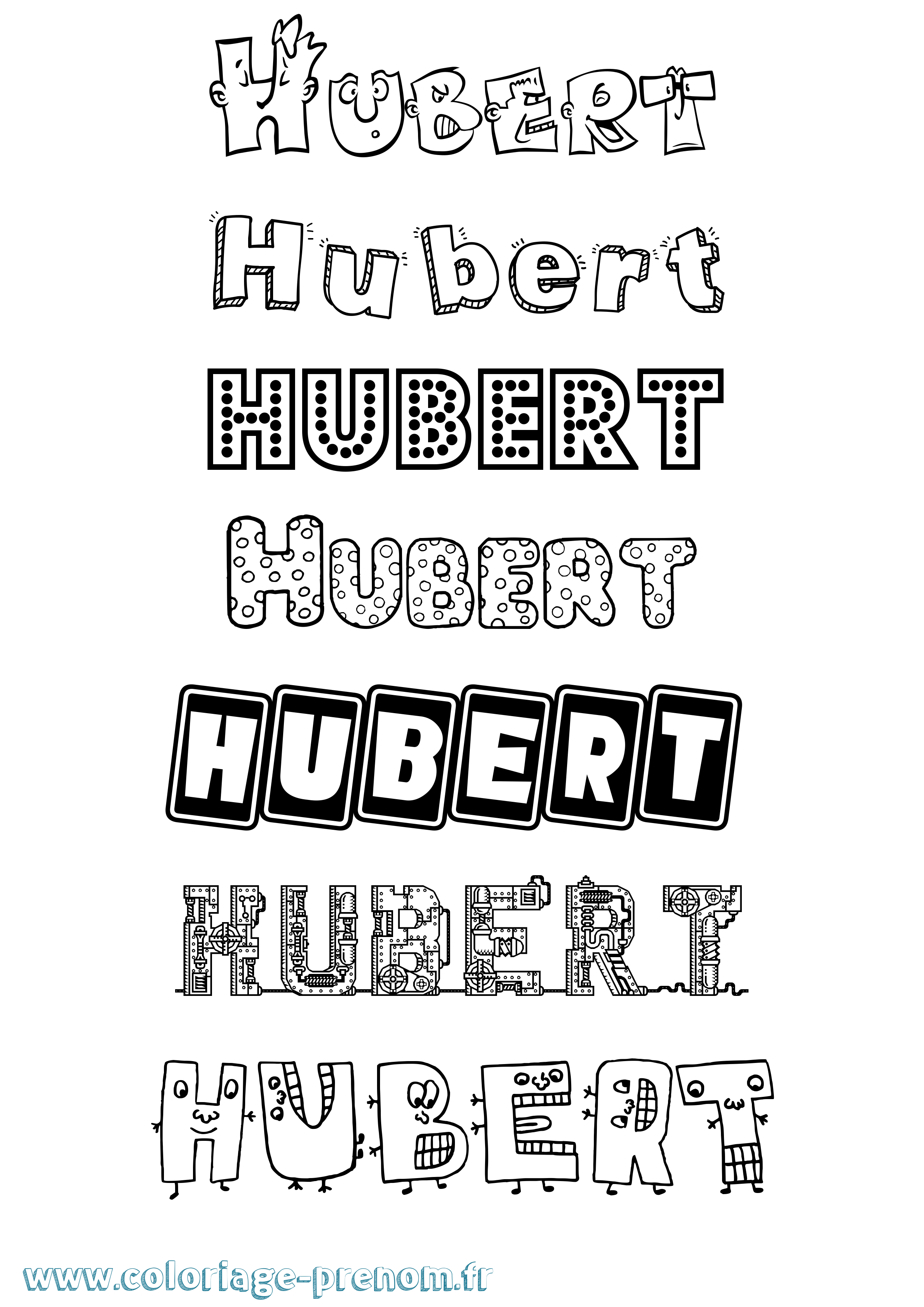Coloriage prénom Hubert Fun