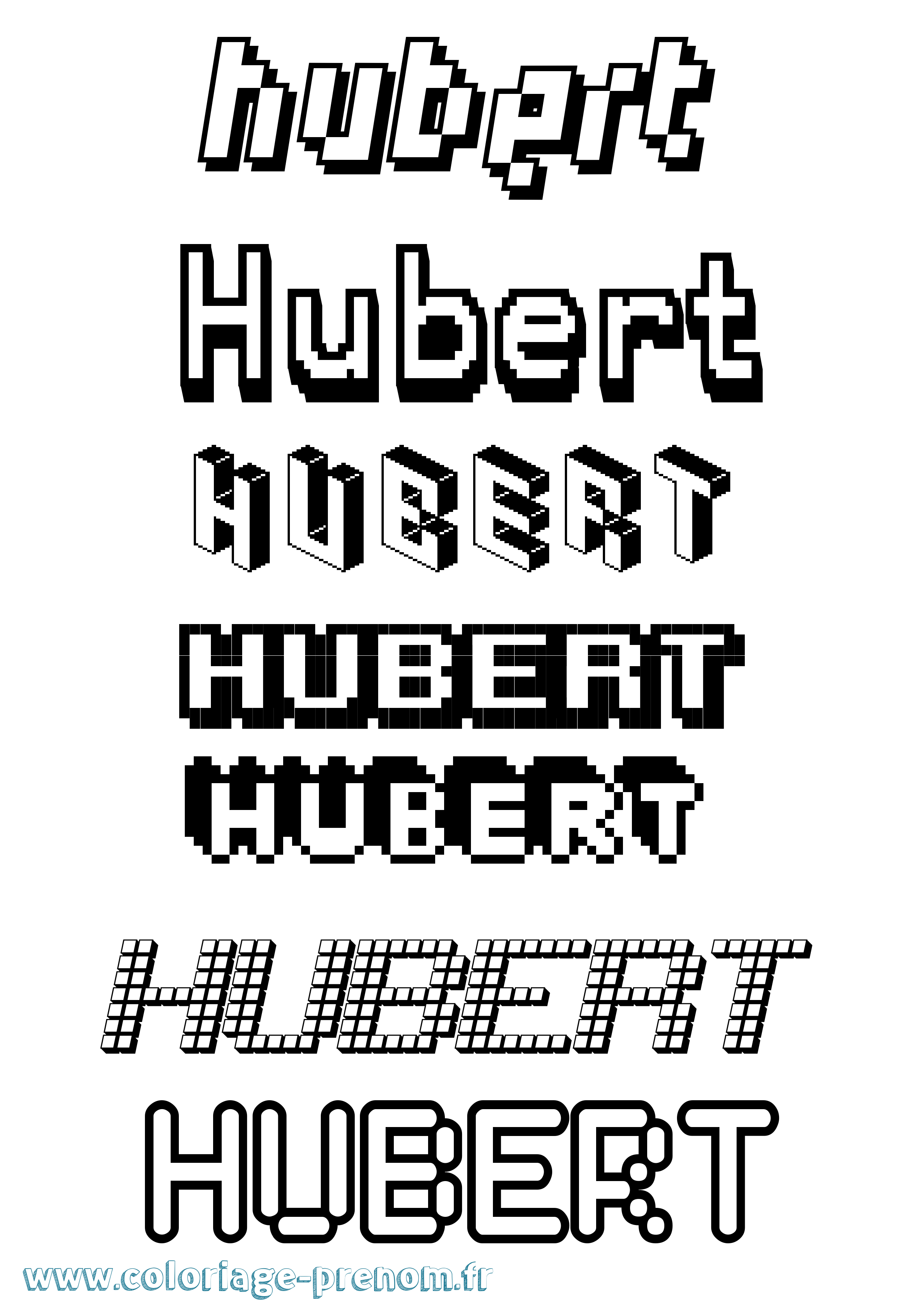 Coloriage prénom Hubert Pixel