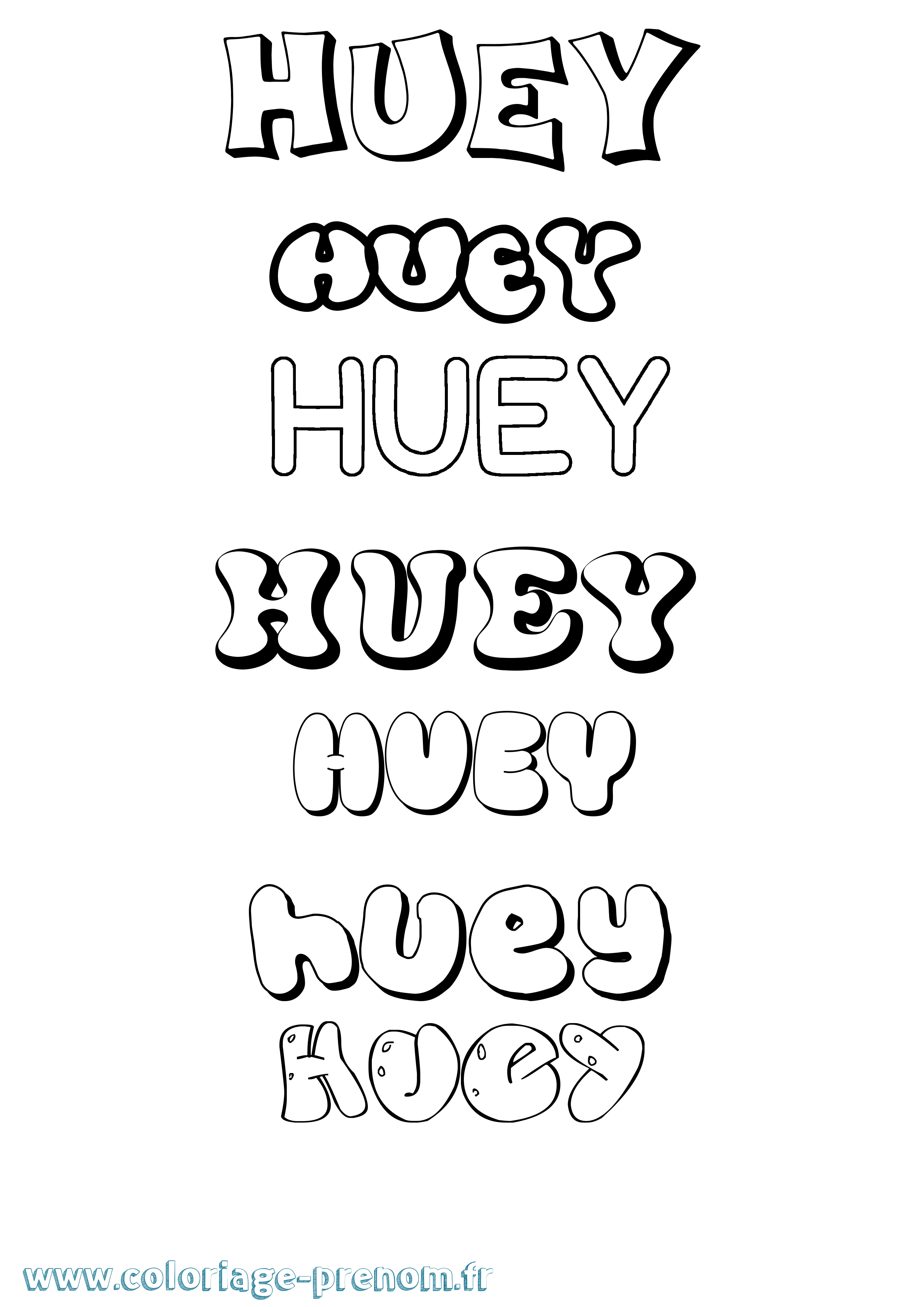 Coloriage prénom Huey Bubble