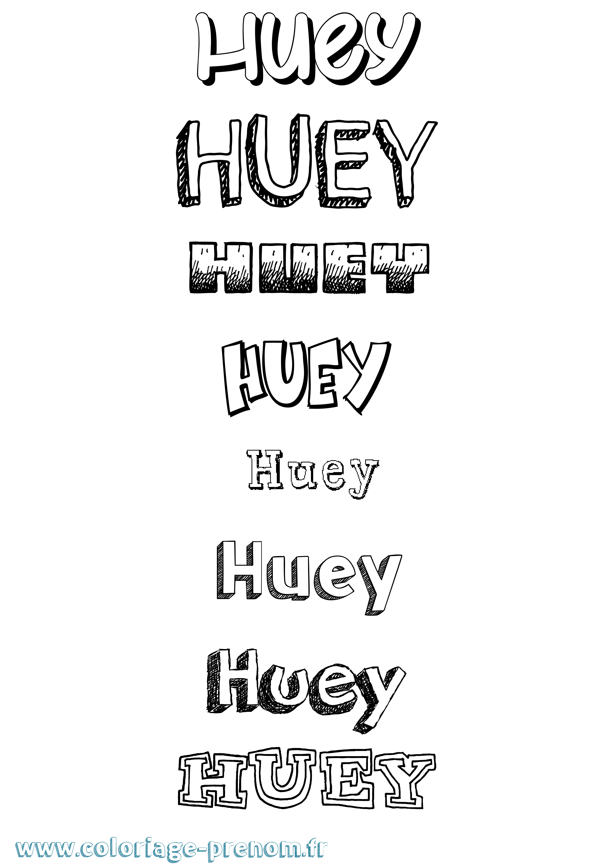 Coloriage prénom Huey Dessiné