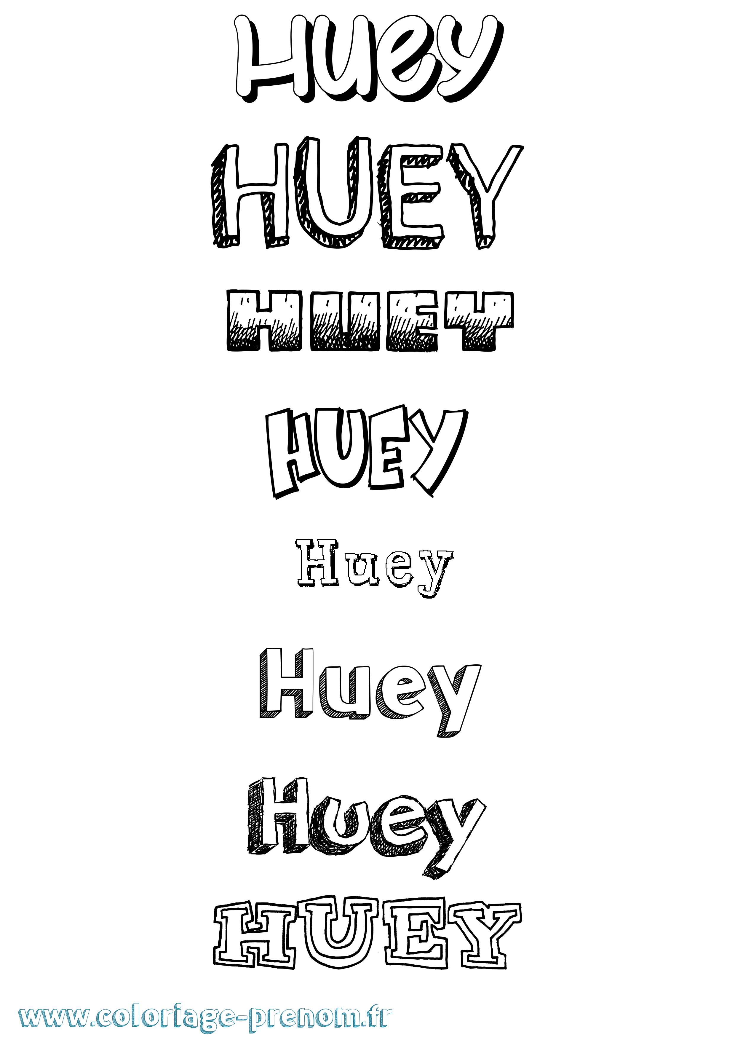 Coloriage Huey Dessiné Coloriage prénom Huey Dessiné