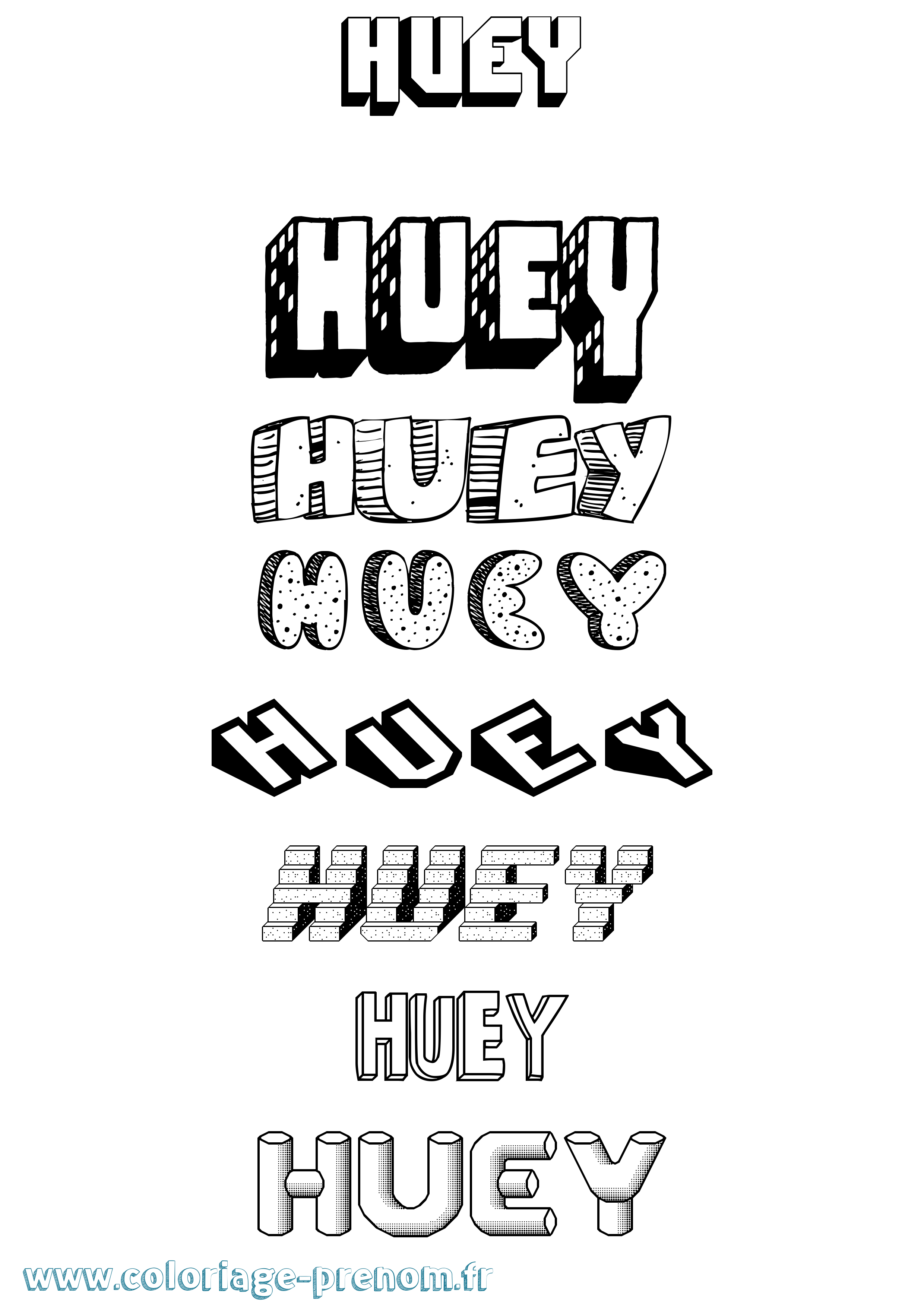 Coloriage Huey Effet 3D Coloriage prénom Huey Effet 3D