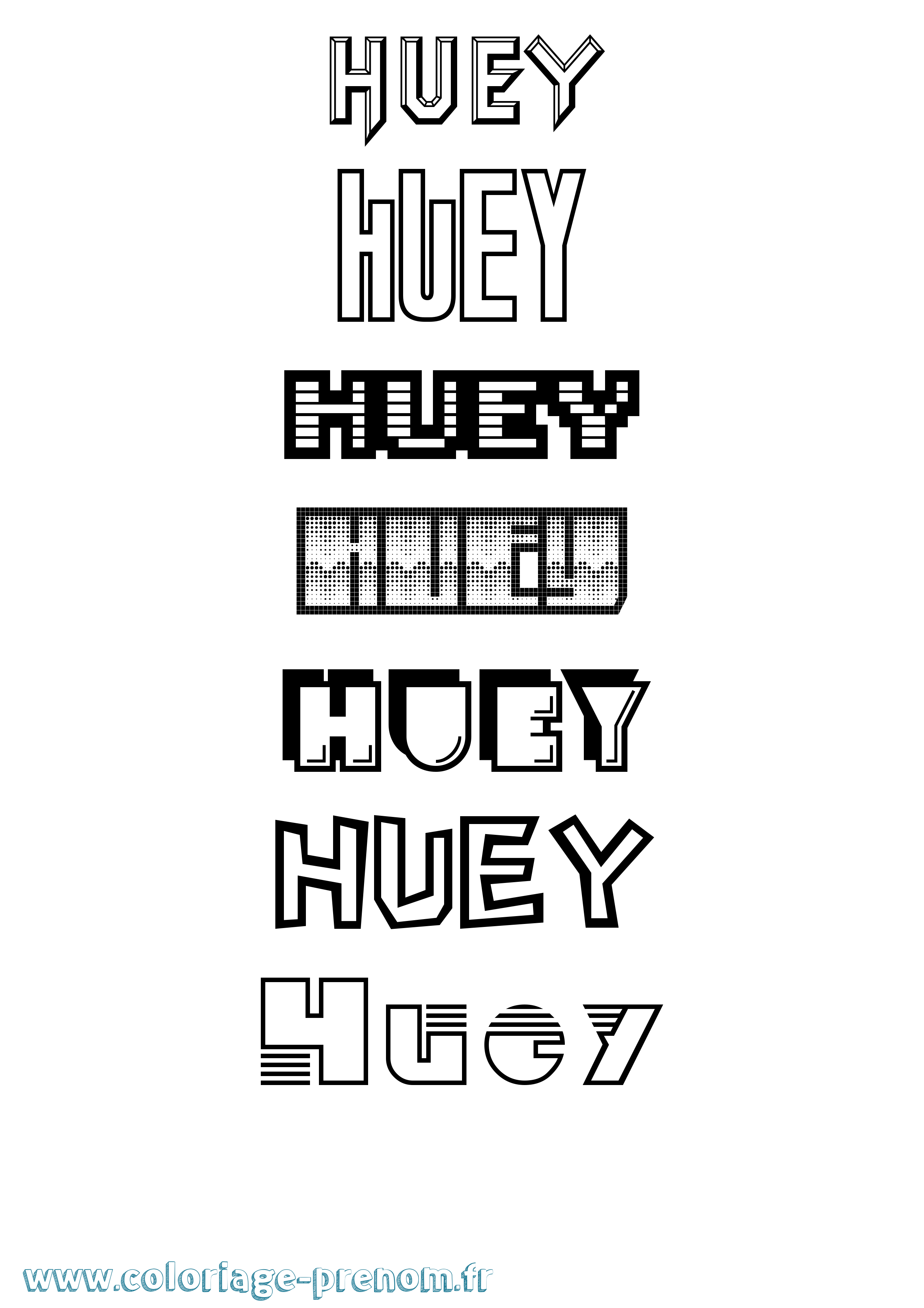 Coloriage prénom Huey Jeux Vidéos