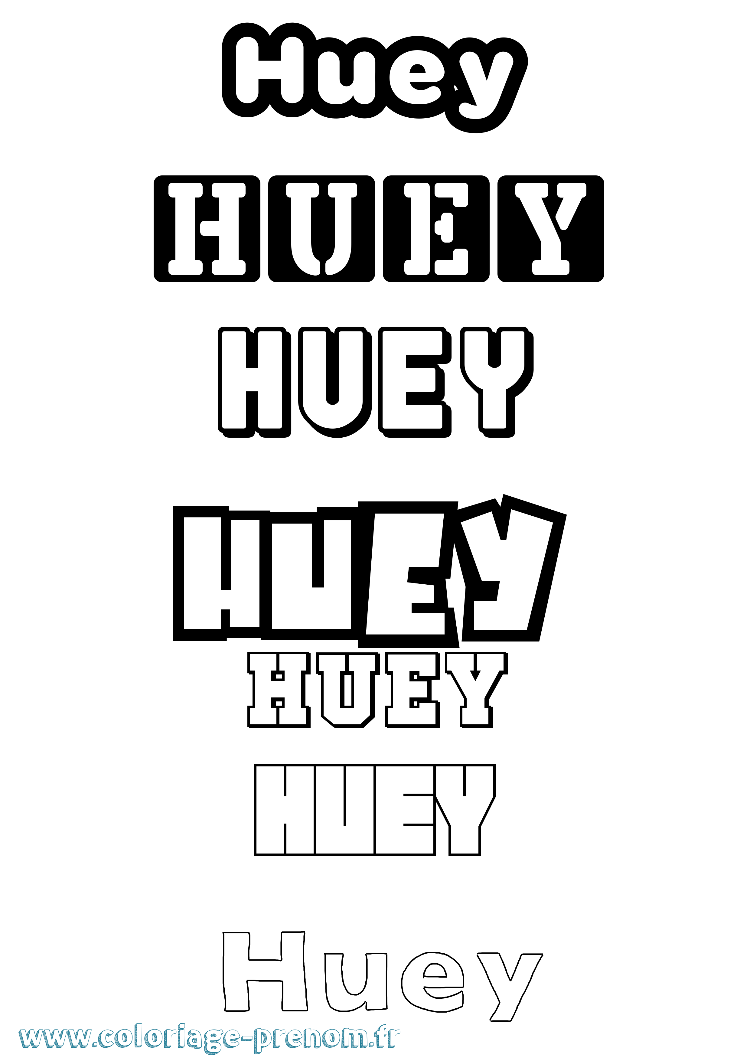 Coloriage prénom Huey Simple