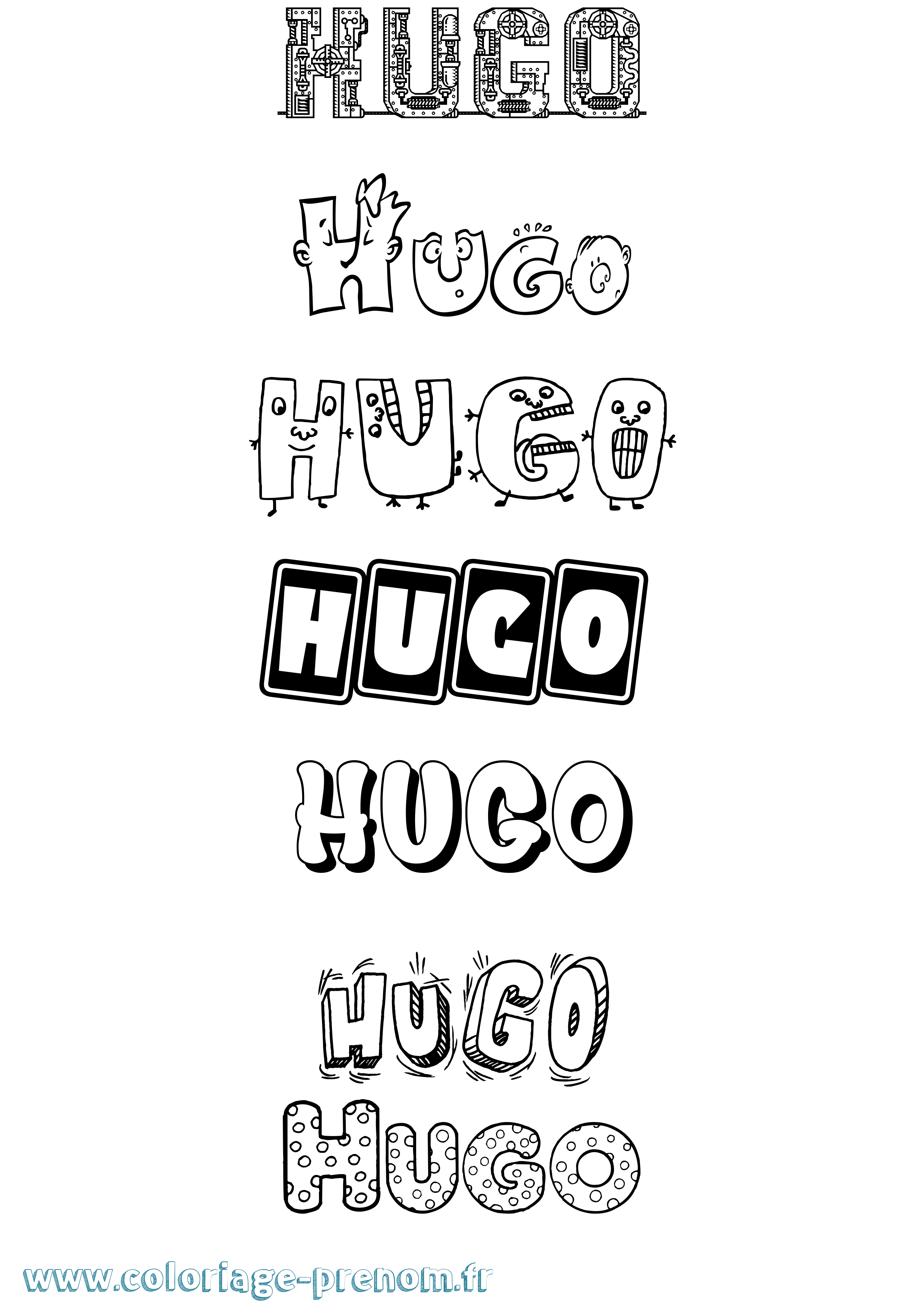 Coloriage prénom Hugo Fun