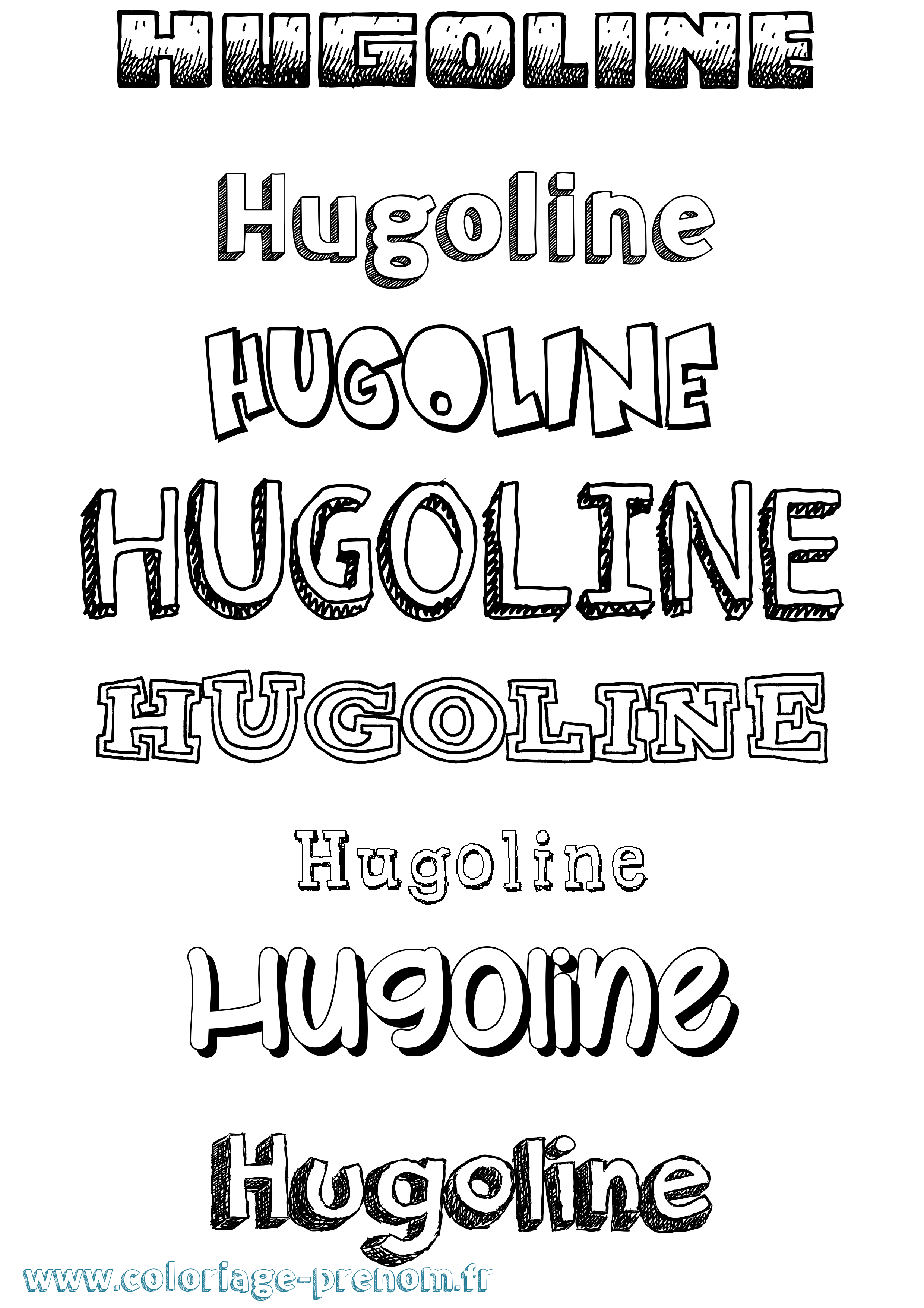 Coloriage prénom Hugoline Dessiné