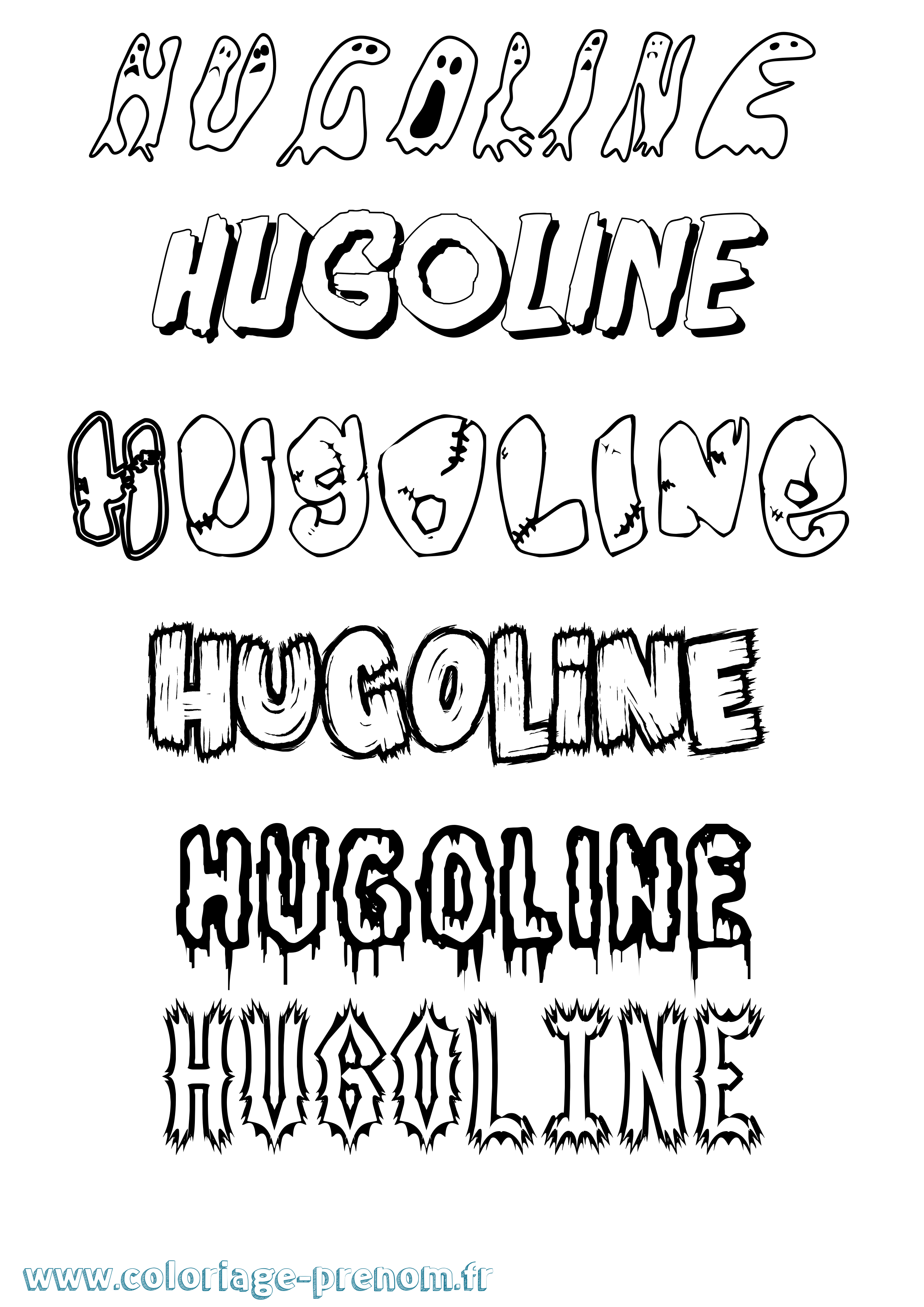 Coloriage prénom Hugoline Frisson