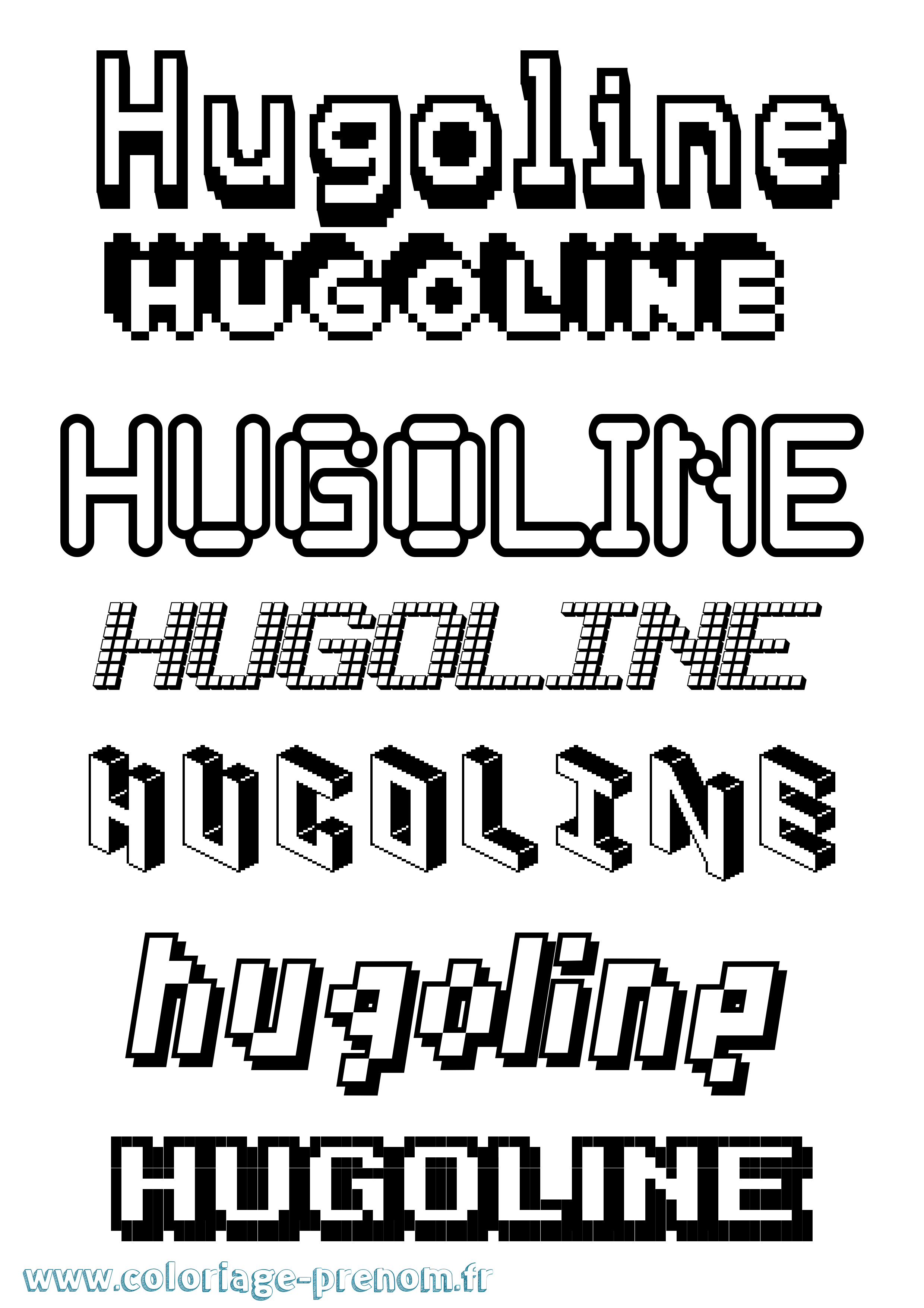 Coloriage prénom Hugoline Pixel