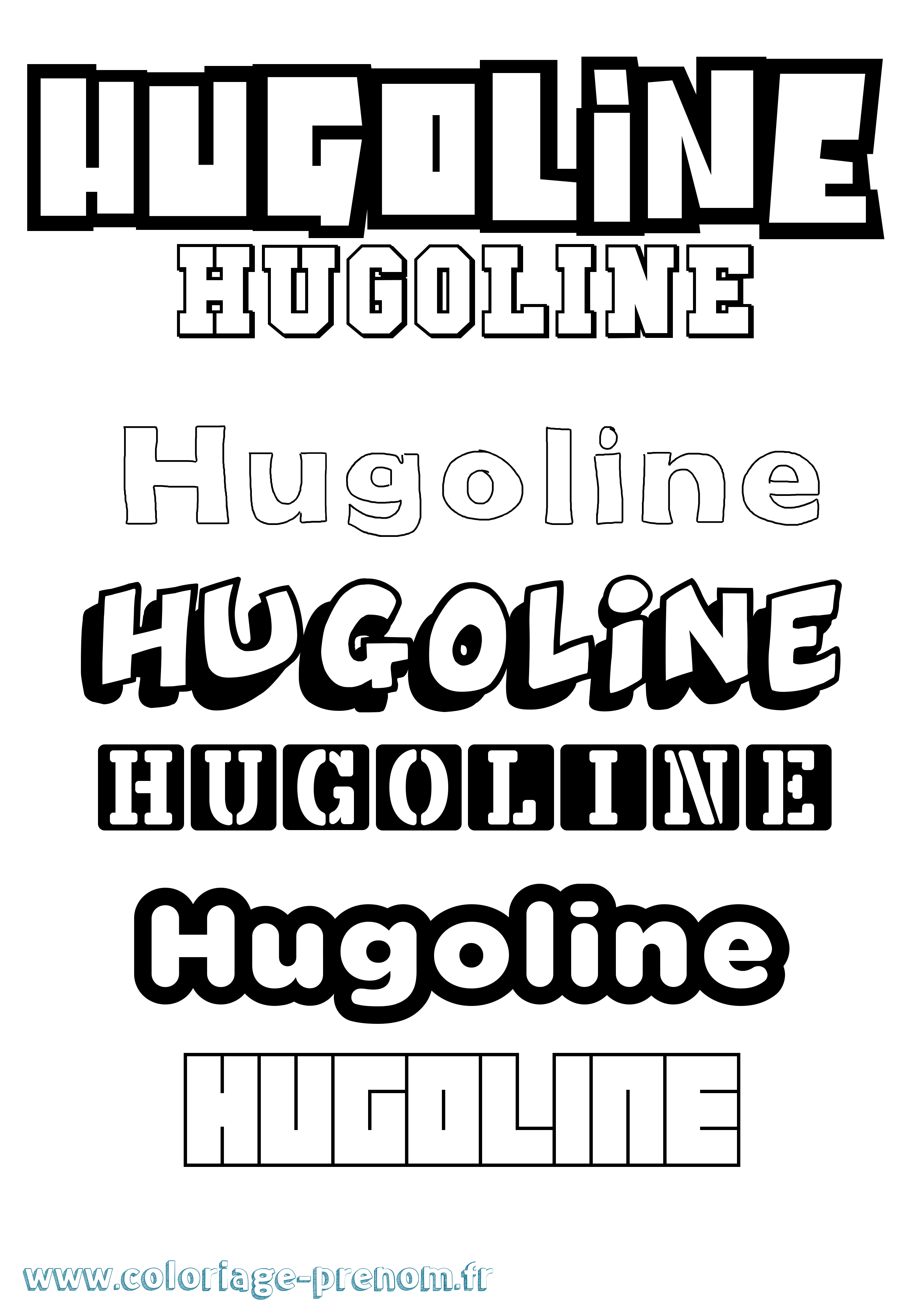 Coloriage prénom Hugoline Simple