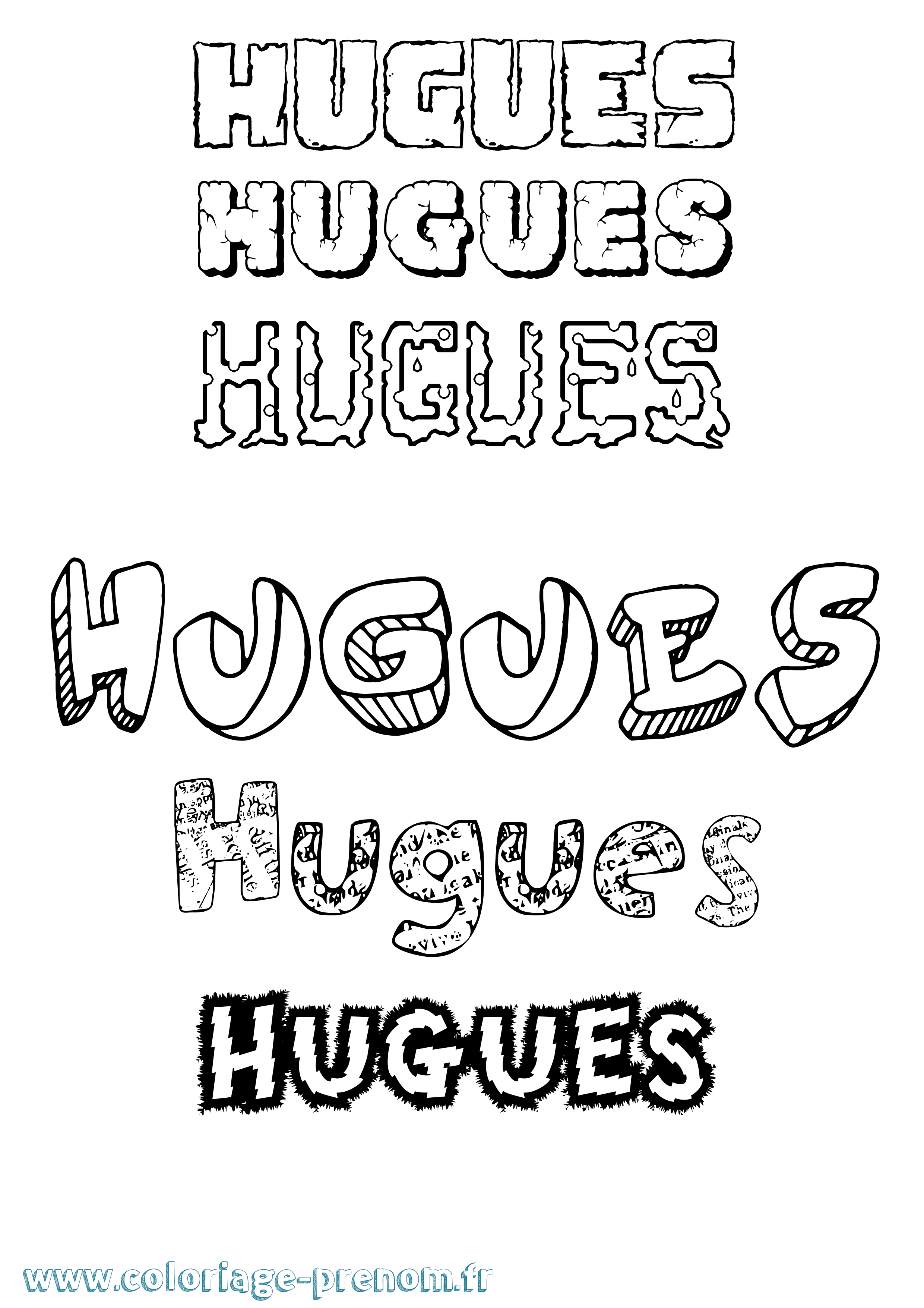 Coloriage prénom Hugues