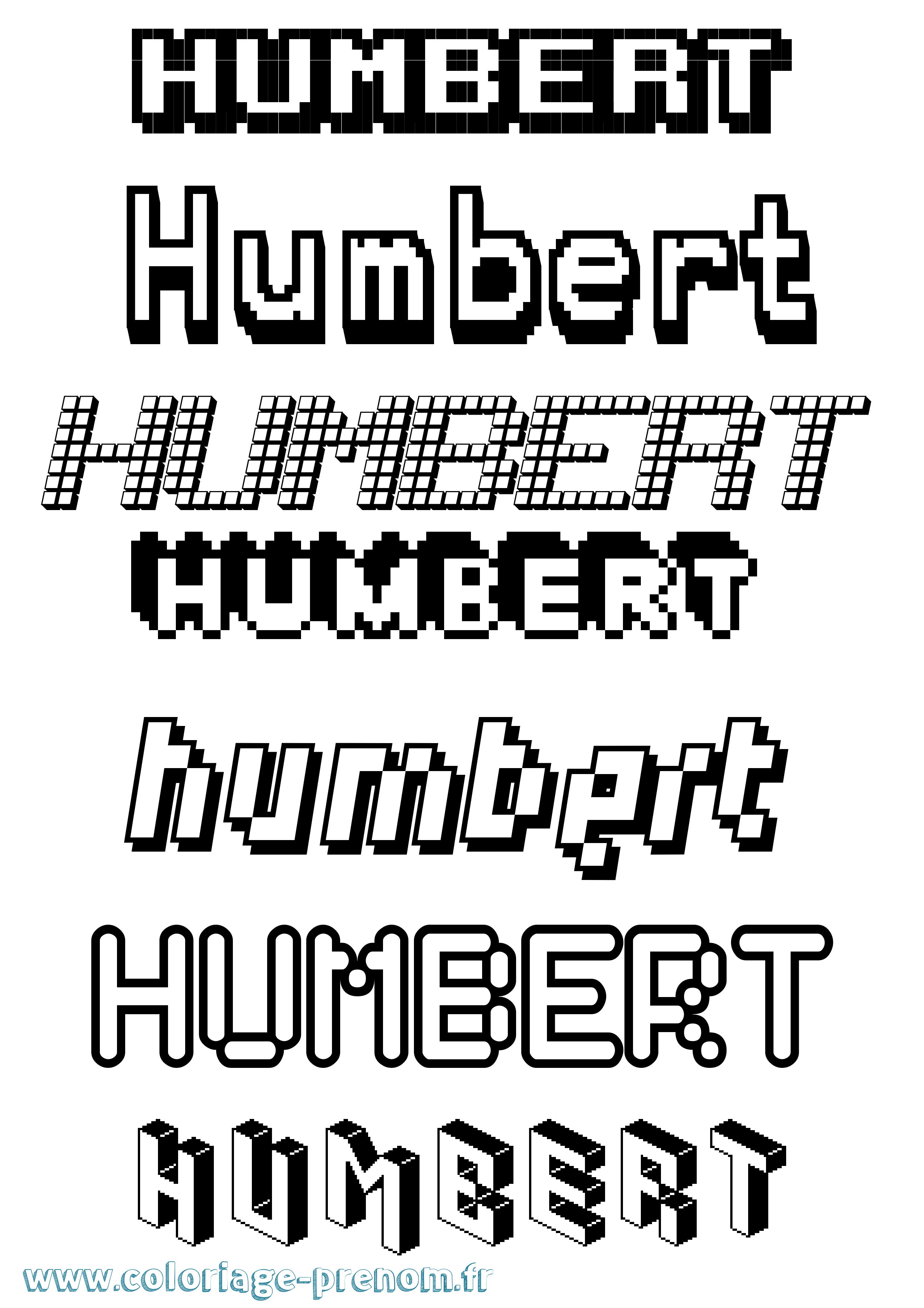 Coloriage prénom Humbert Pixel