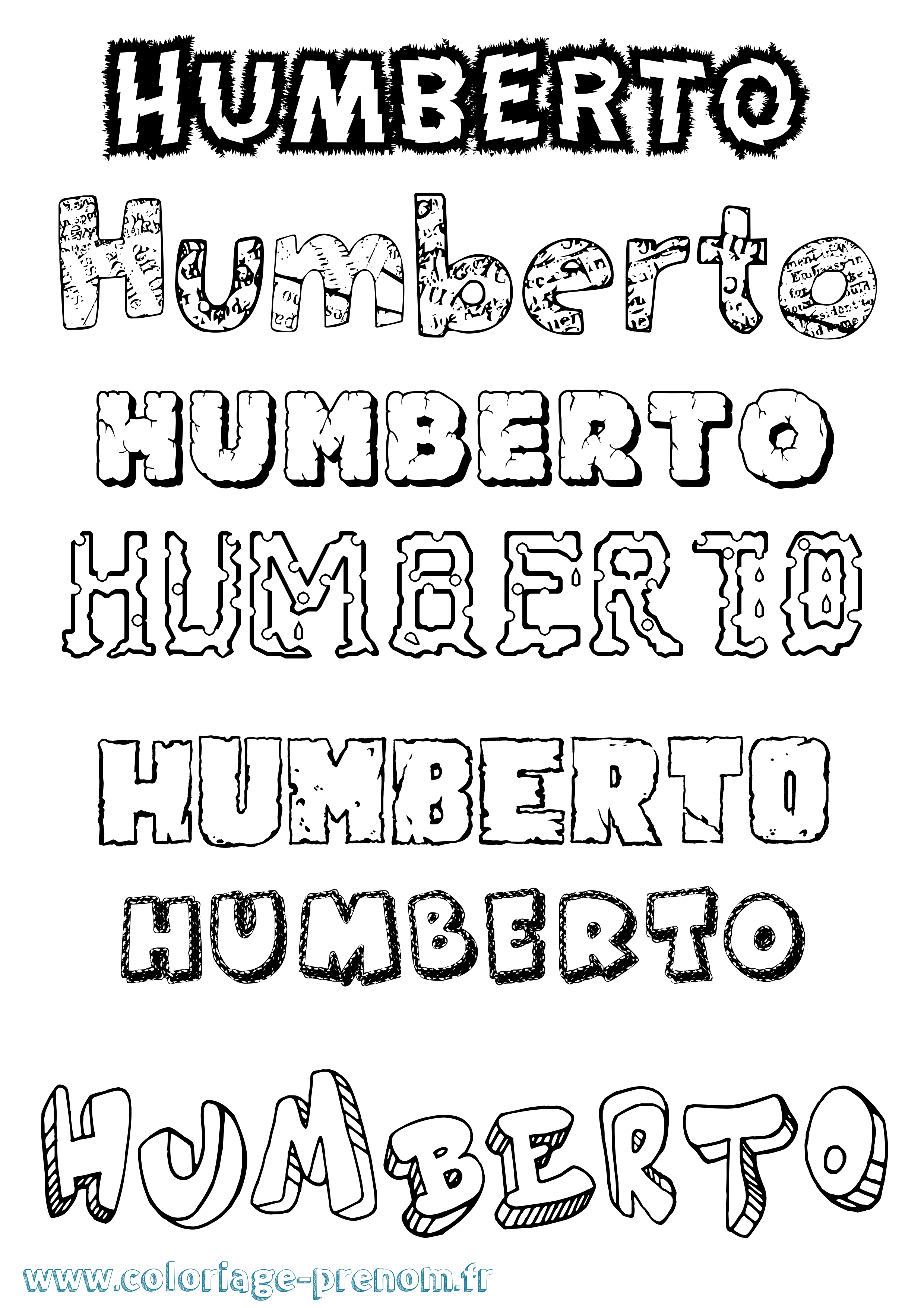 Coloriage prénom Humberto Destructuré