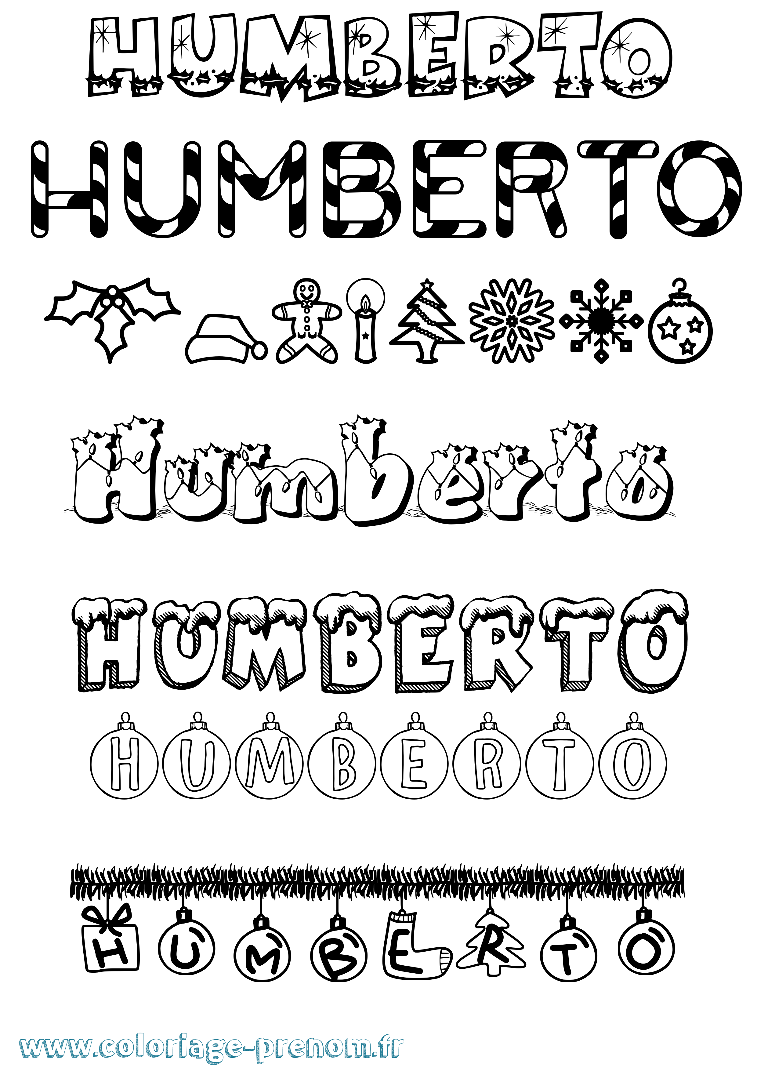 Coloriage prénom Humberto Noël