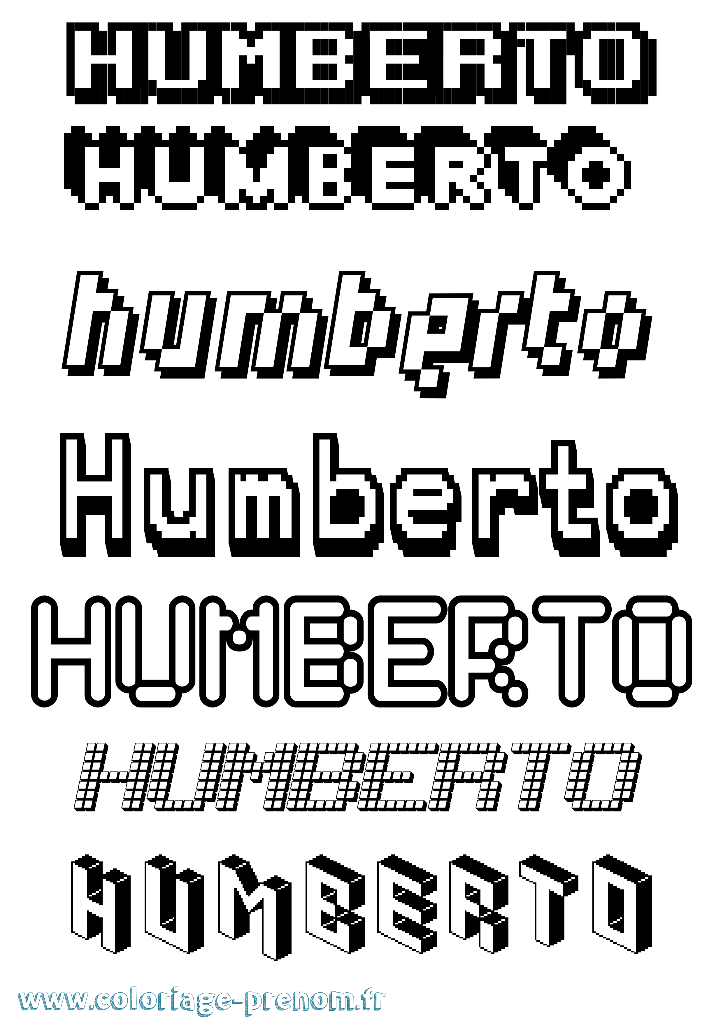 Coloriage prénom Humberto Pixel