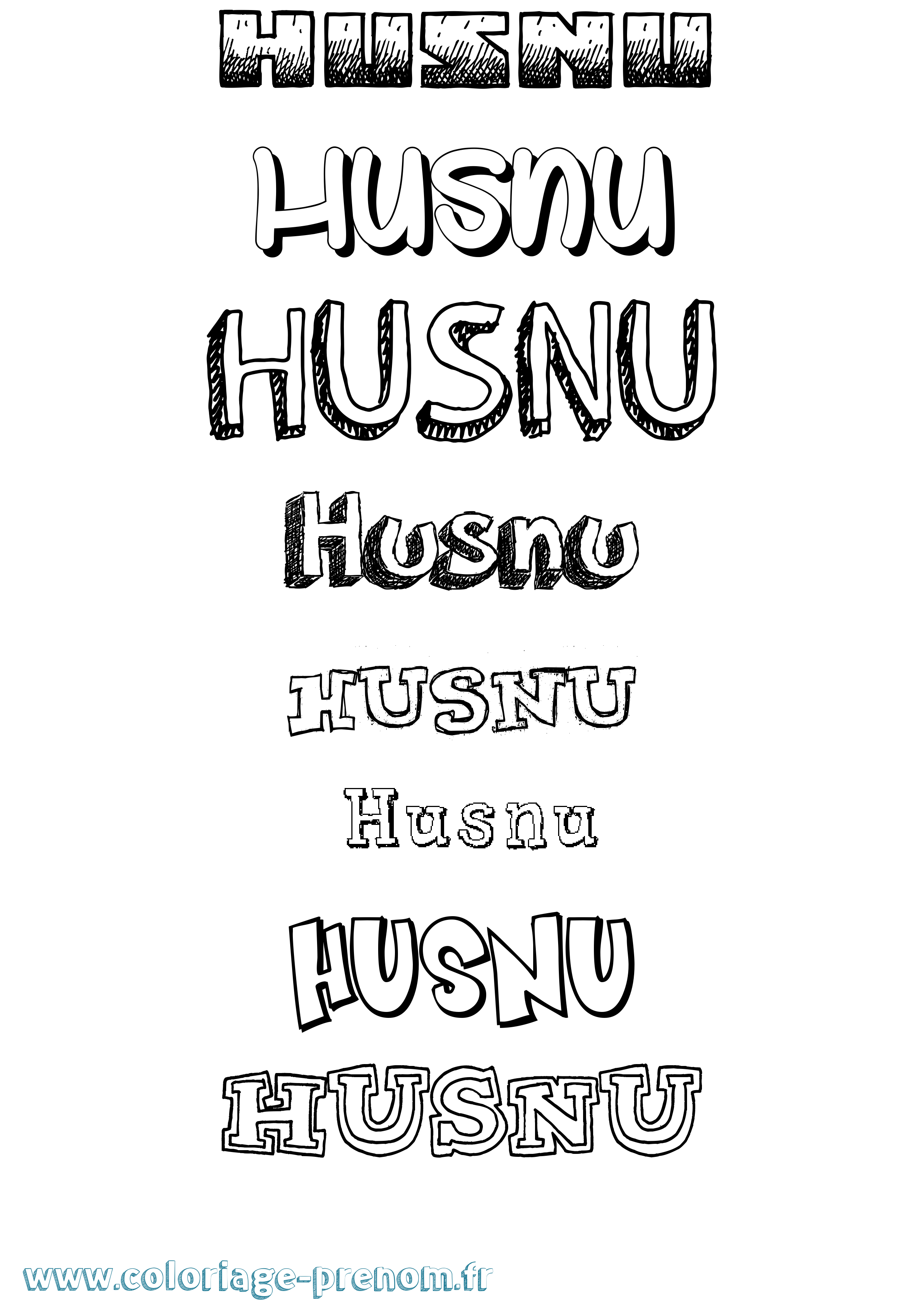 Coloriage prénom Husnu Dessiné