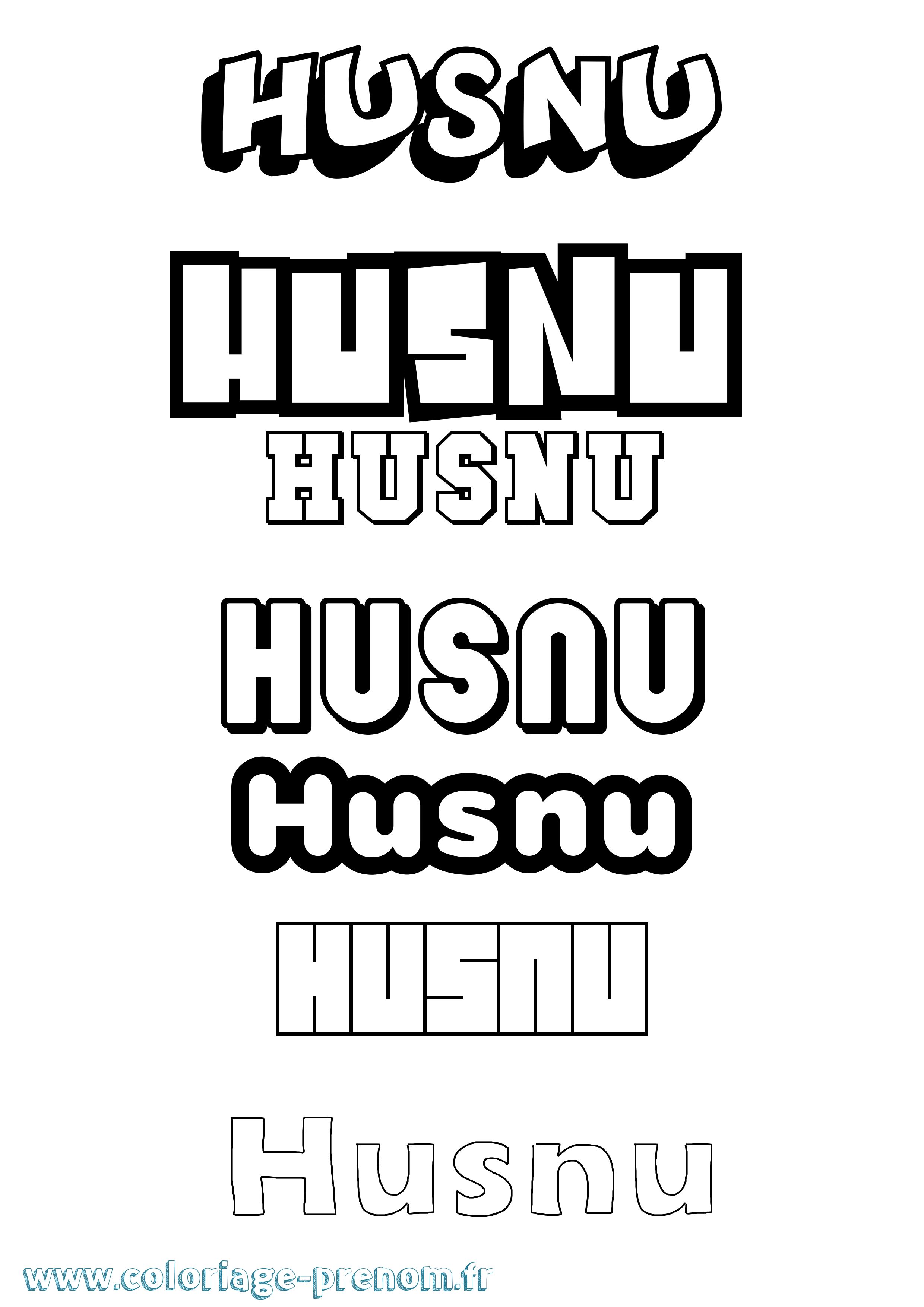 Coloriage prénom Husnu Simple