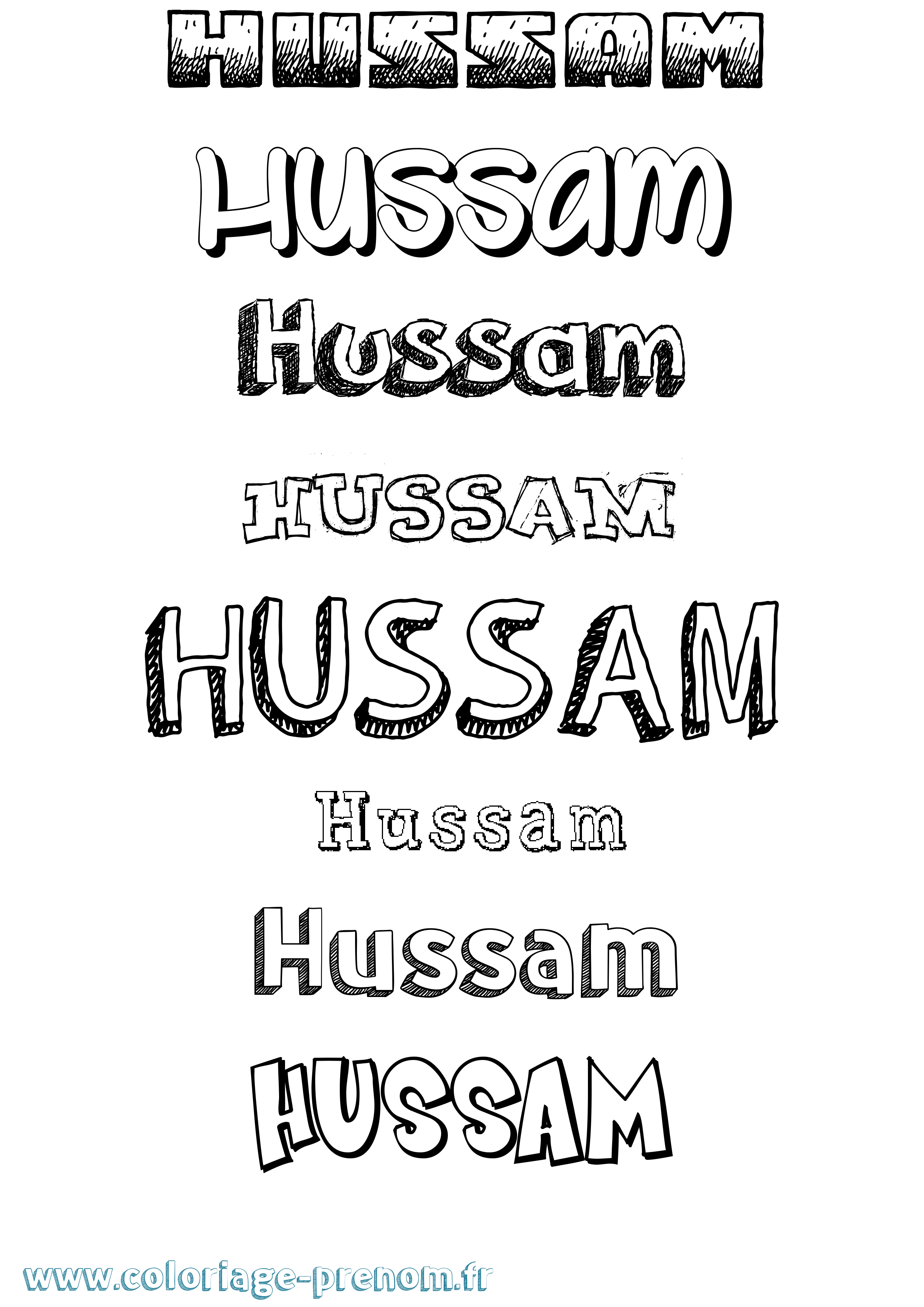 Coloriage prénom Hussam Dessiné