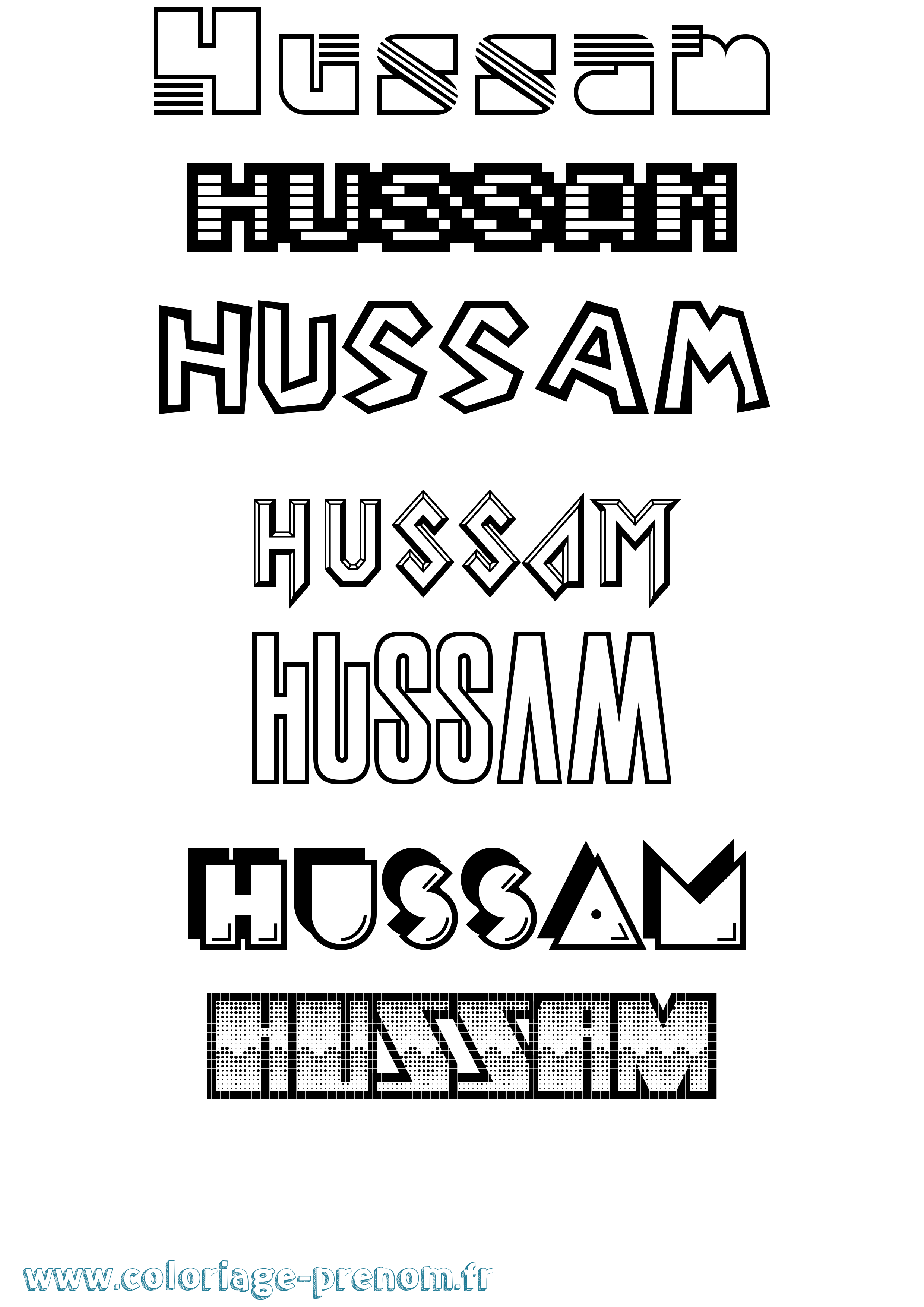 Coloriage prénom Hussam Jeux Vidéos