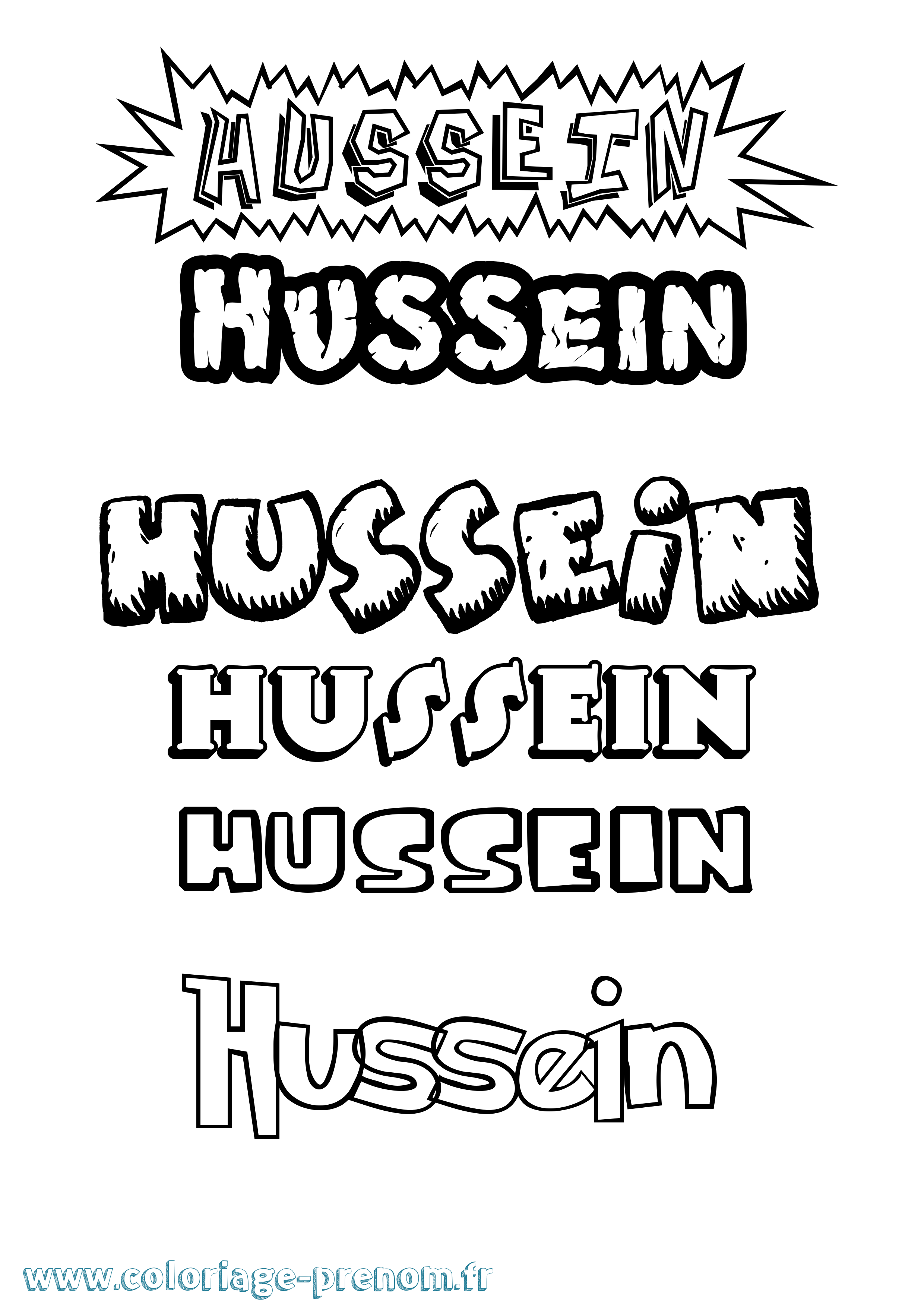 Coloriage prénom Hussein Dessin Animé