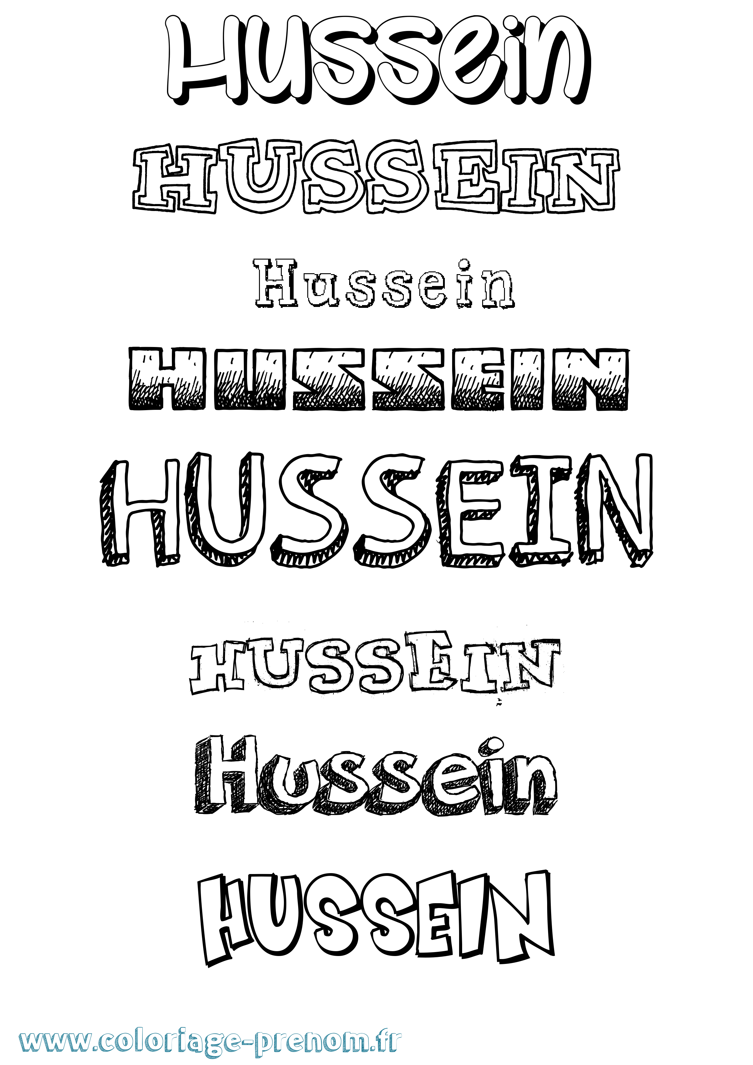 Coloriage prénom Hussein Dessiné