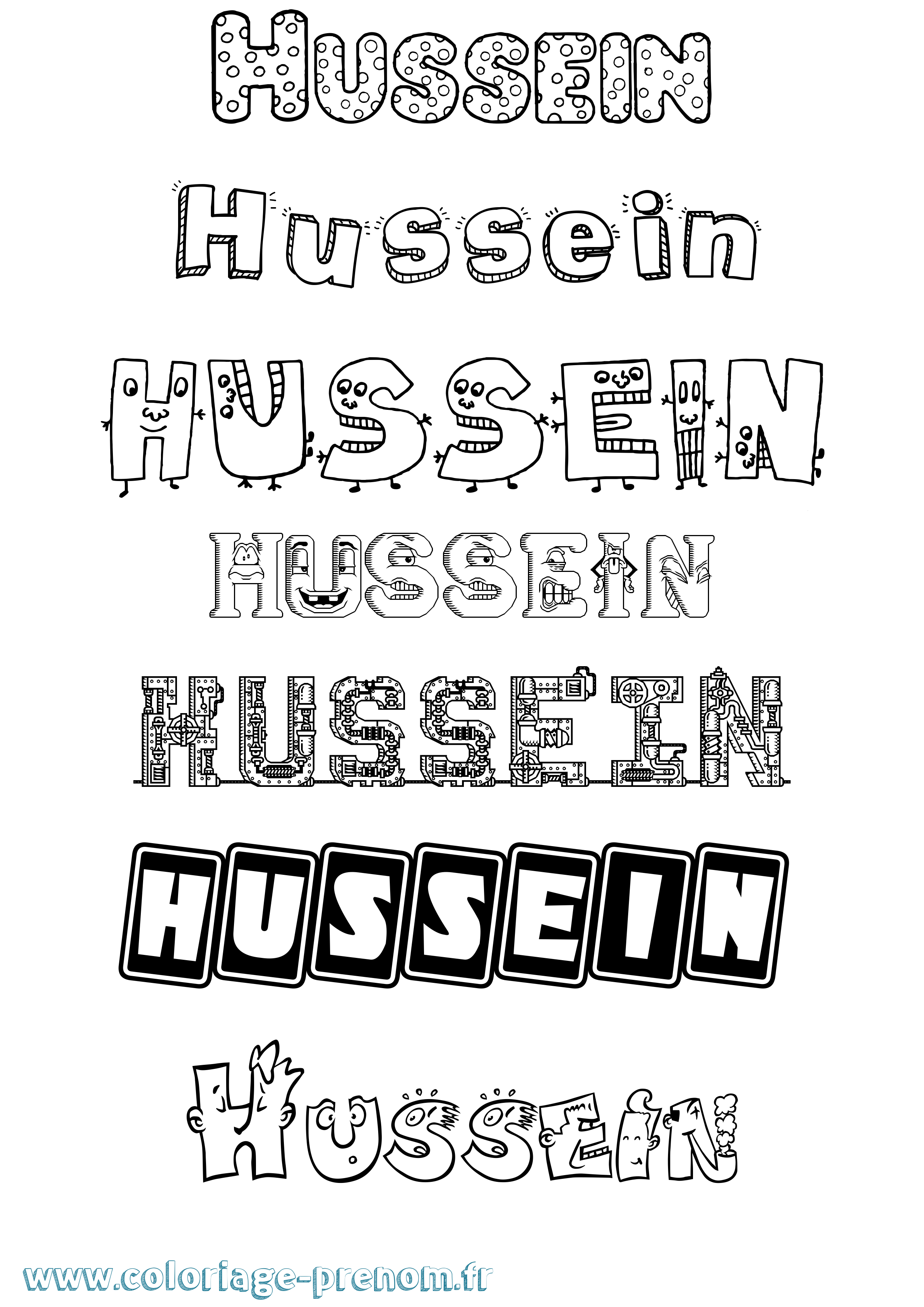 Coloriage prénom Hussein Fun
