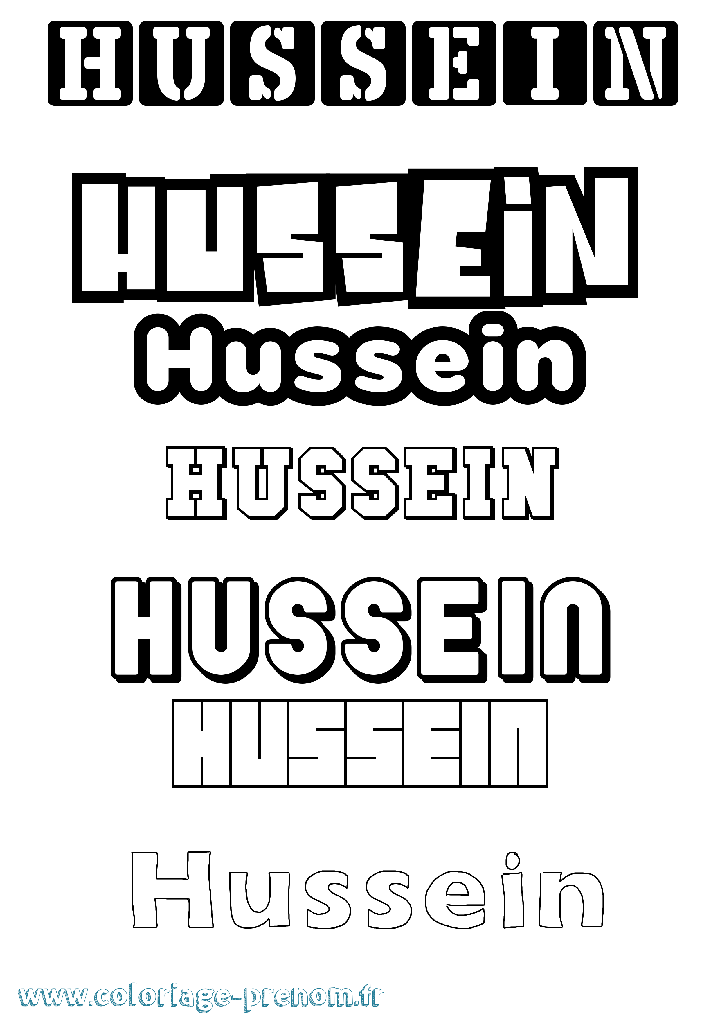 Coloriage prénom Hussein Simple