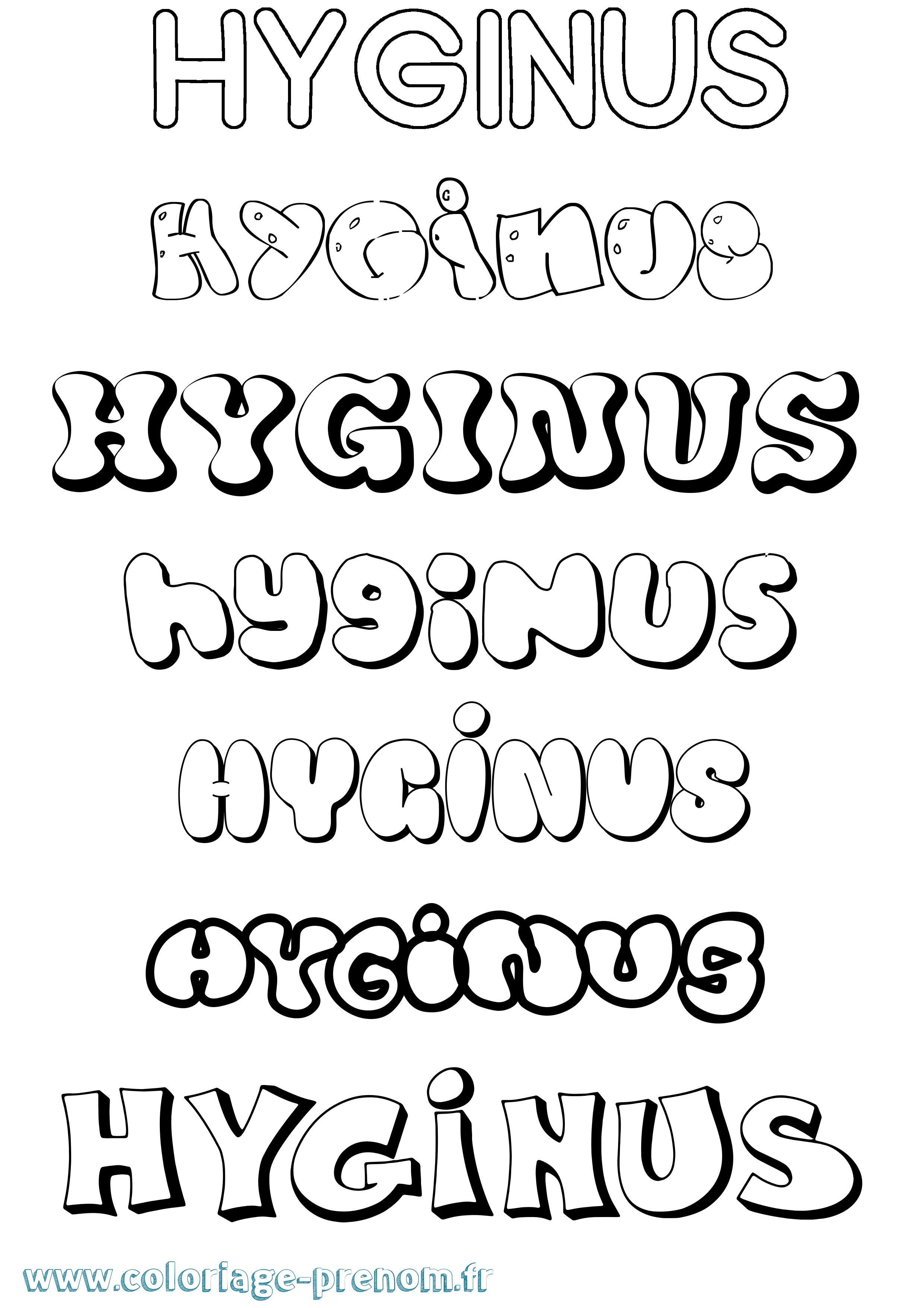 Coloriage prénom Hyginus Bubble