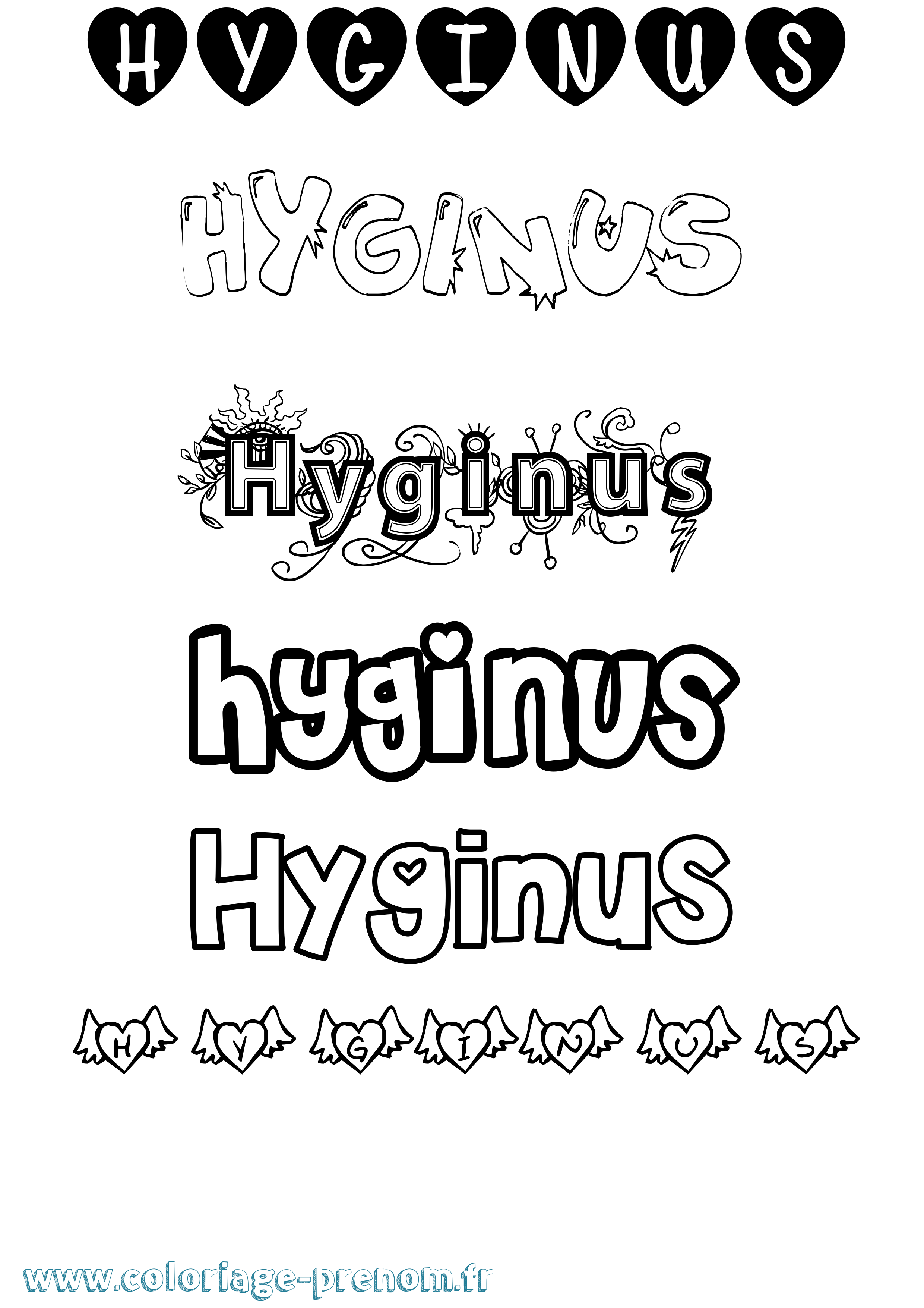 Coloriage prénom Hyginus Girly