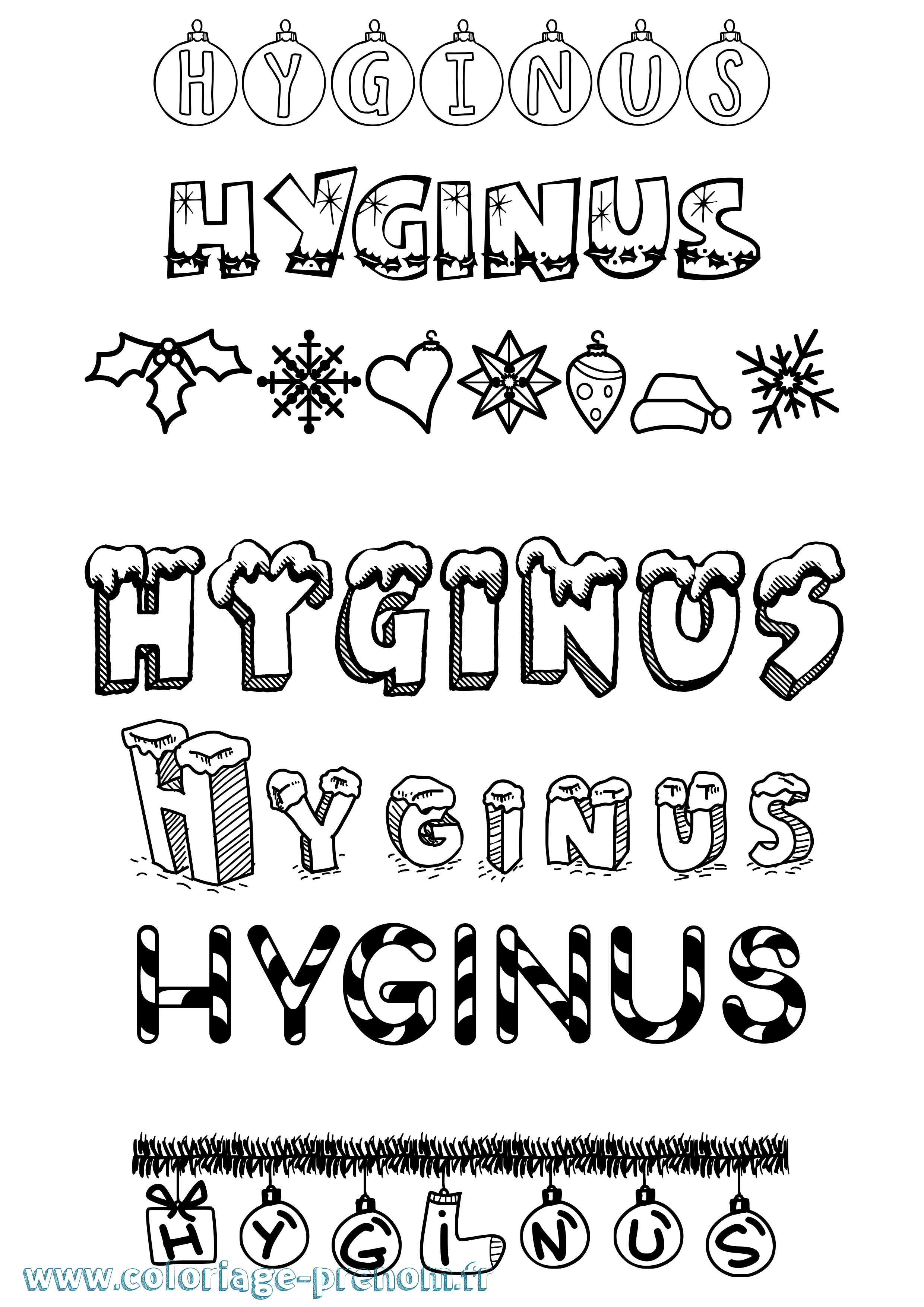 Coloriage prénom Hyginus Noël