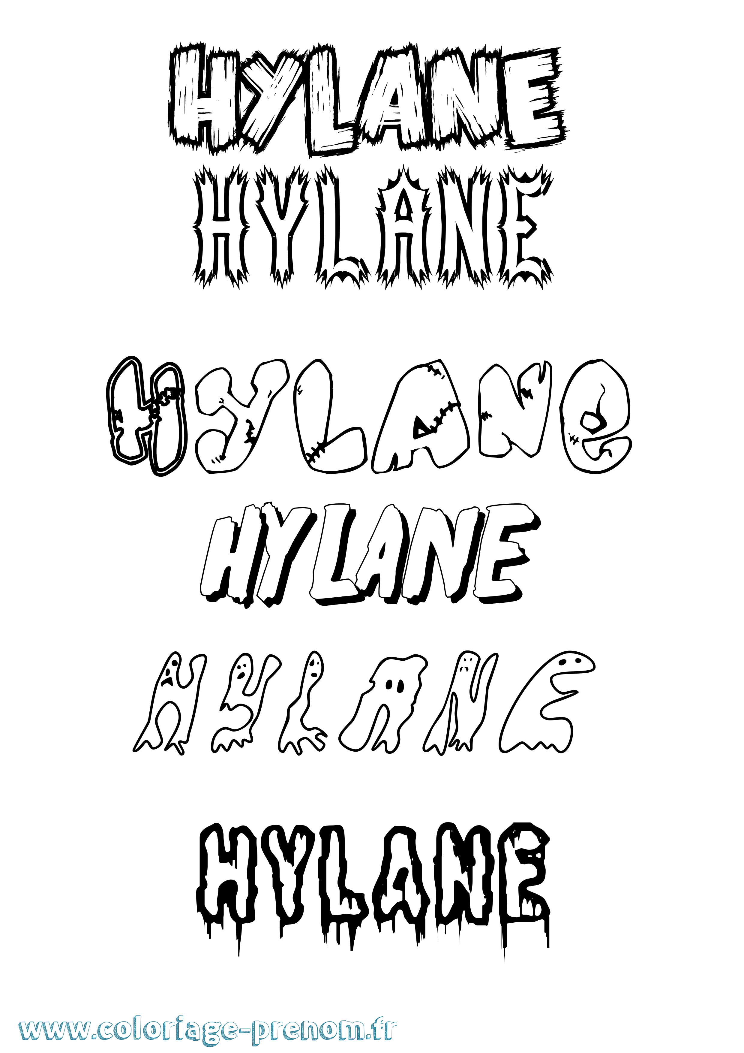 Coloriage prénom Hylane Frisson