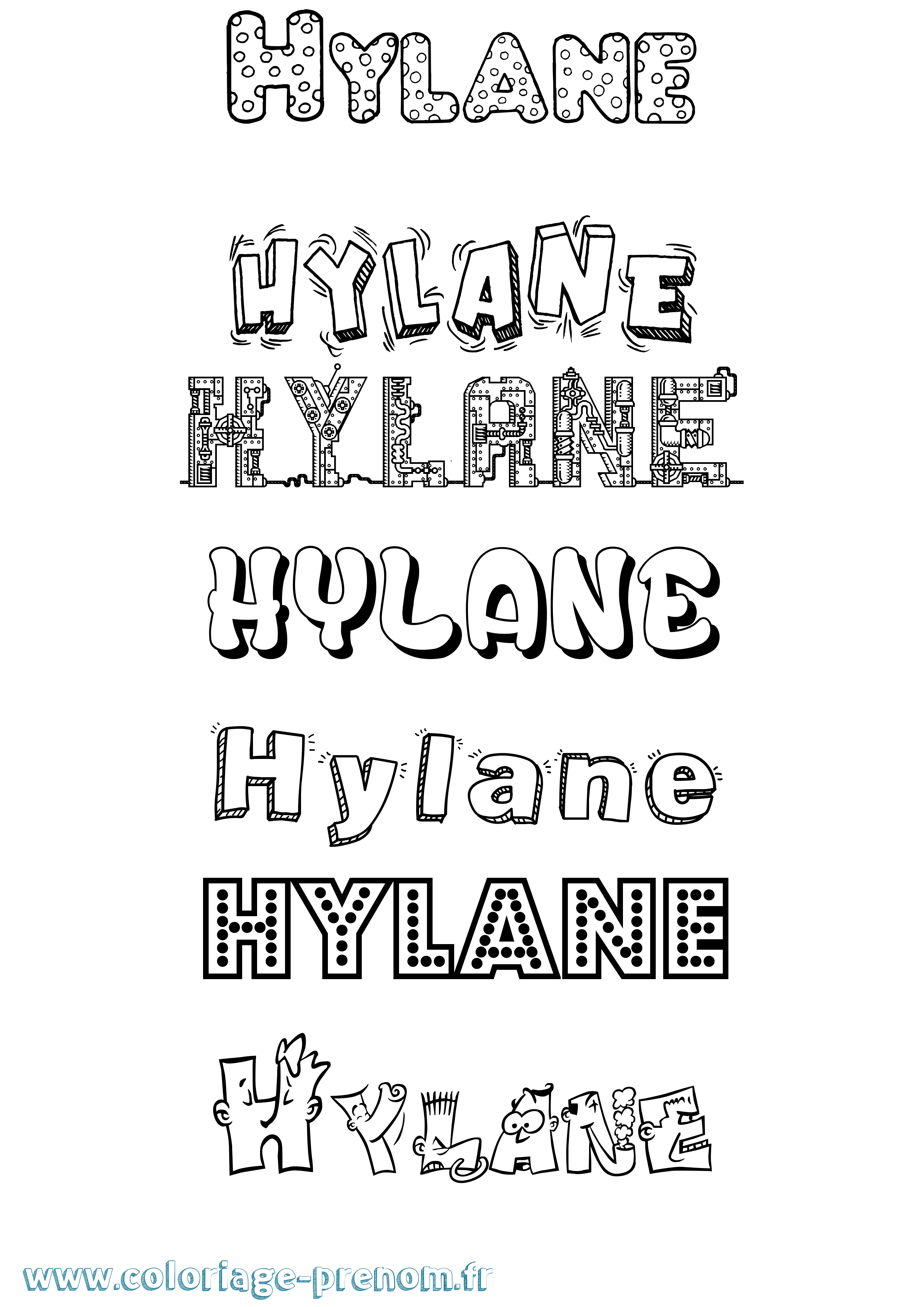 Coloriage prénom Hylane Fun