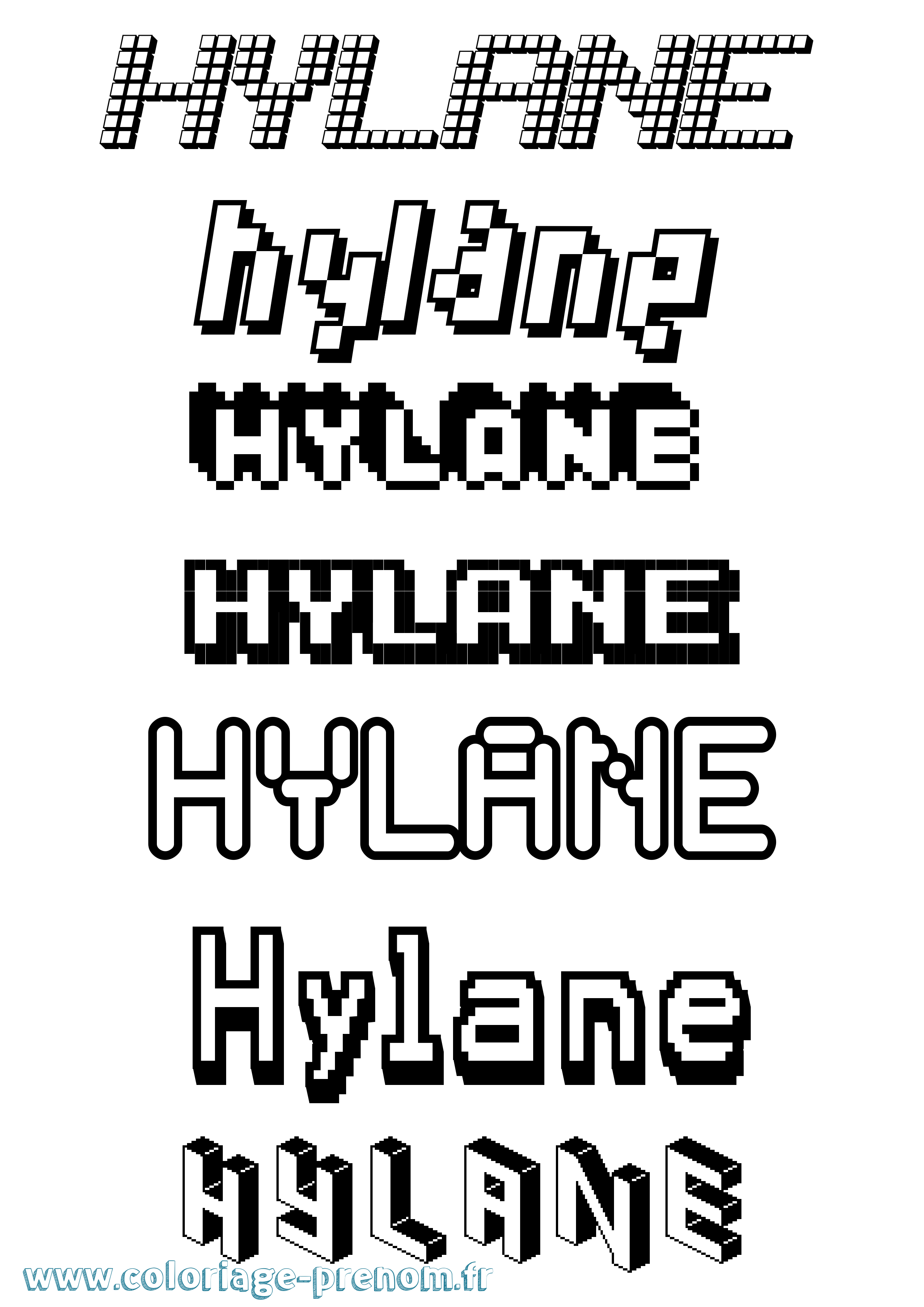 Coloriage prénom Hylane Pixel