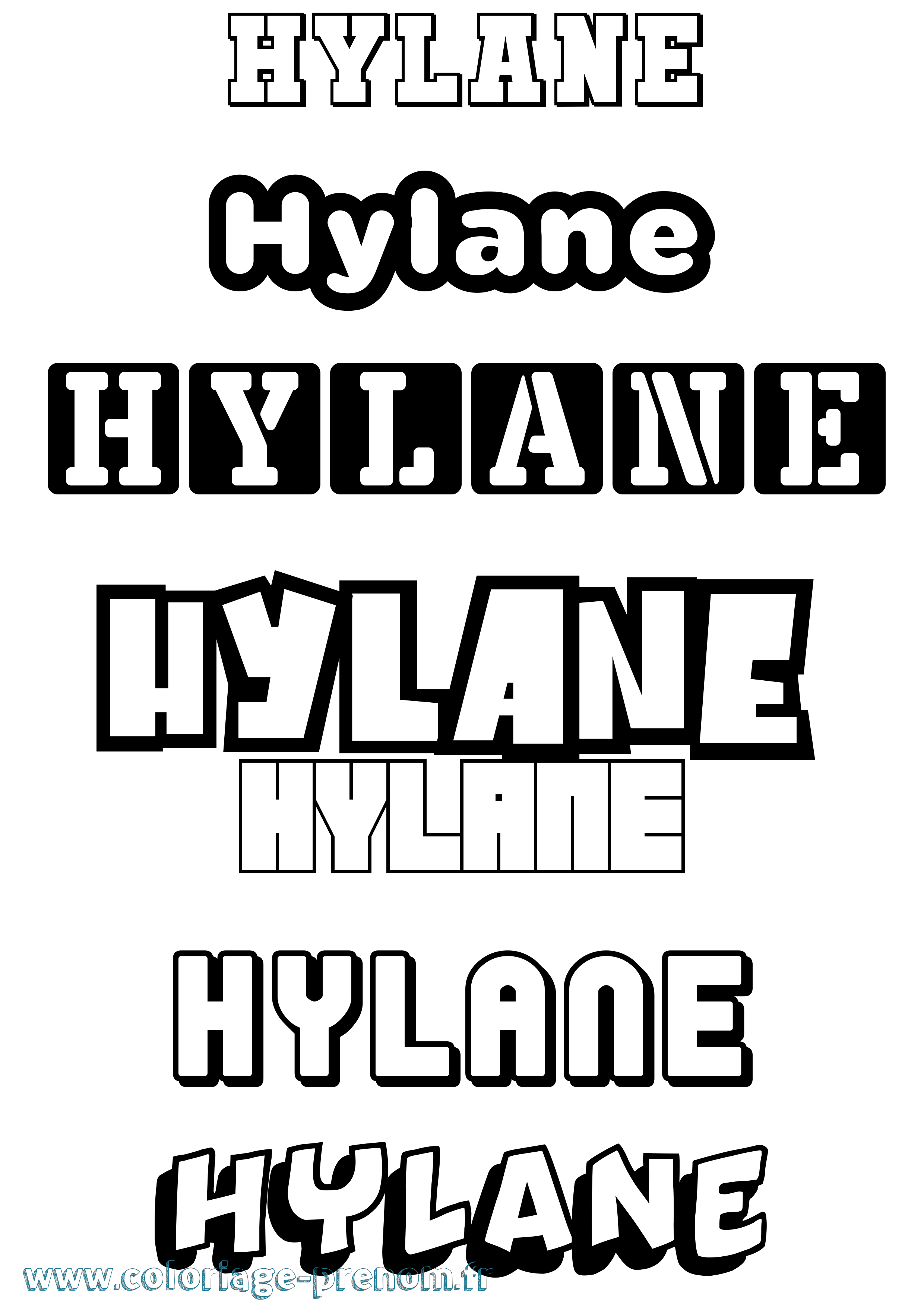 Coloriage prénom Hylane Simple