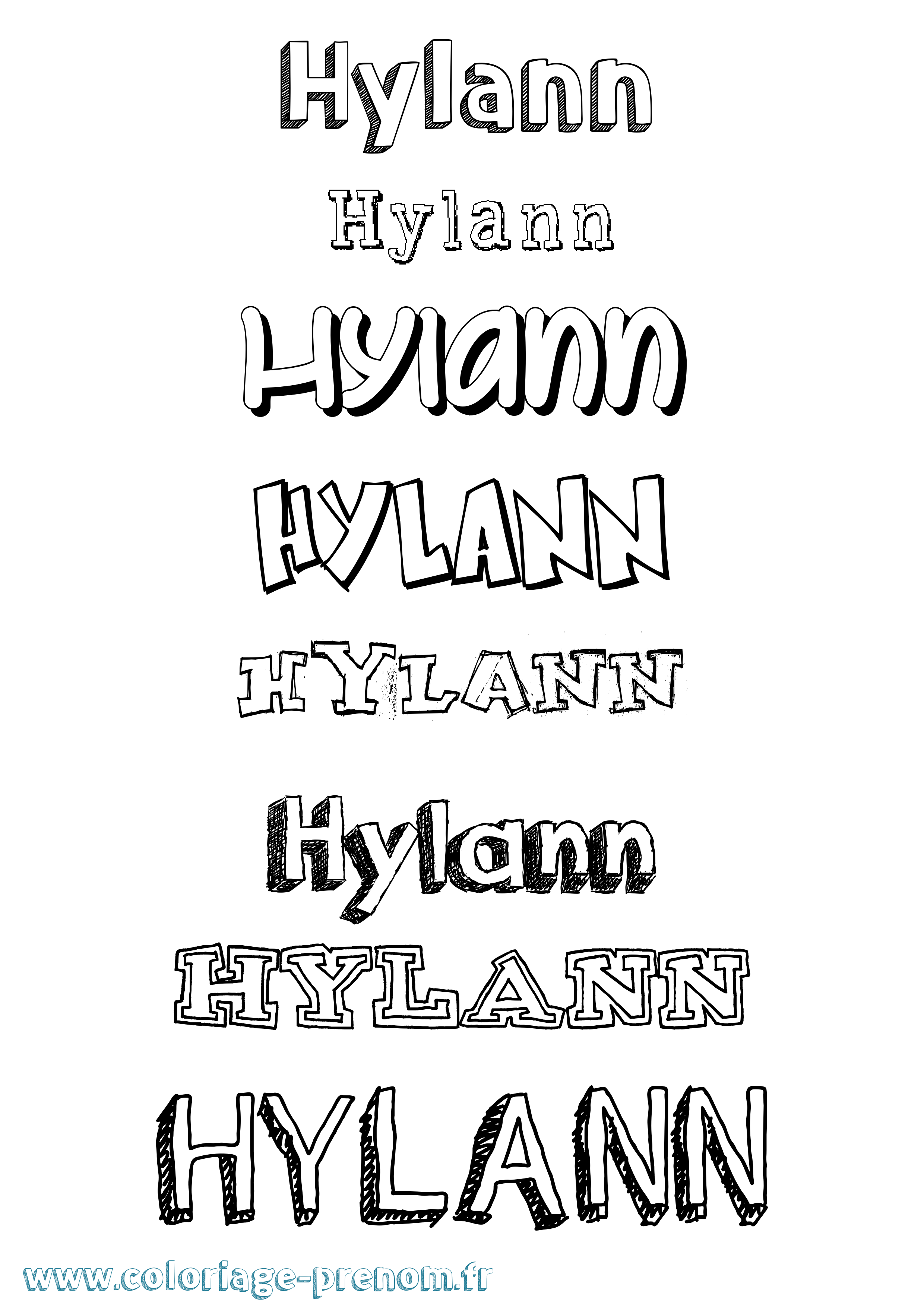 Coloriage prénom Hylann Dessiné