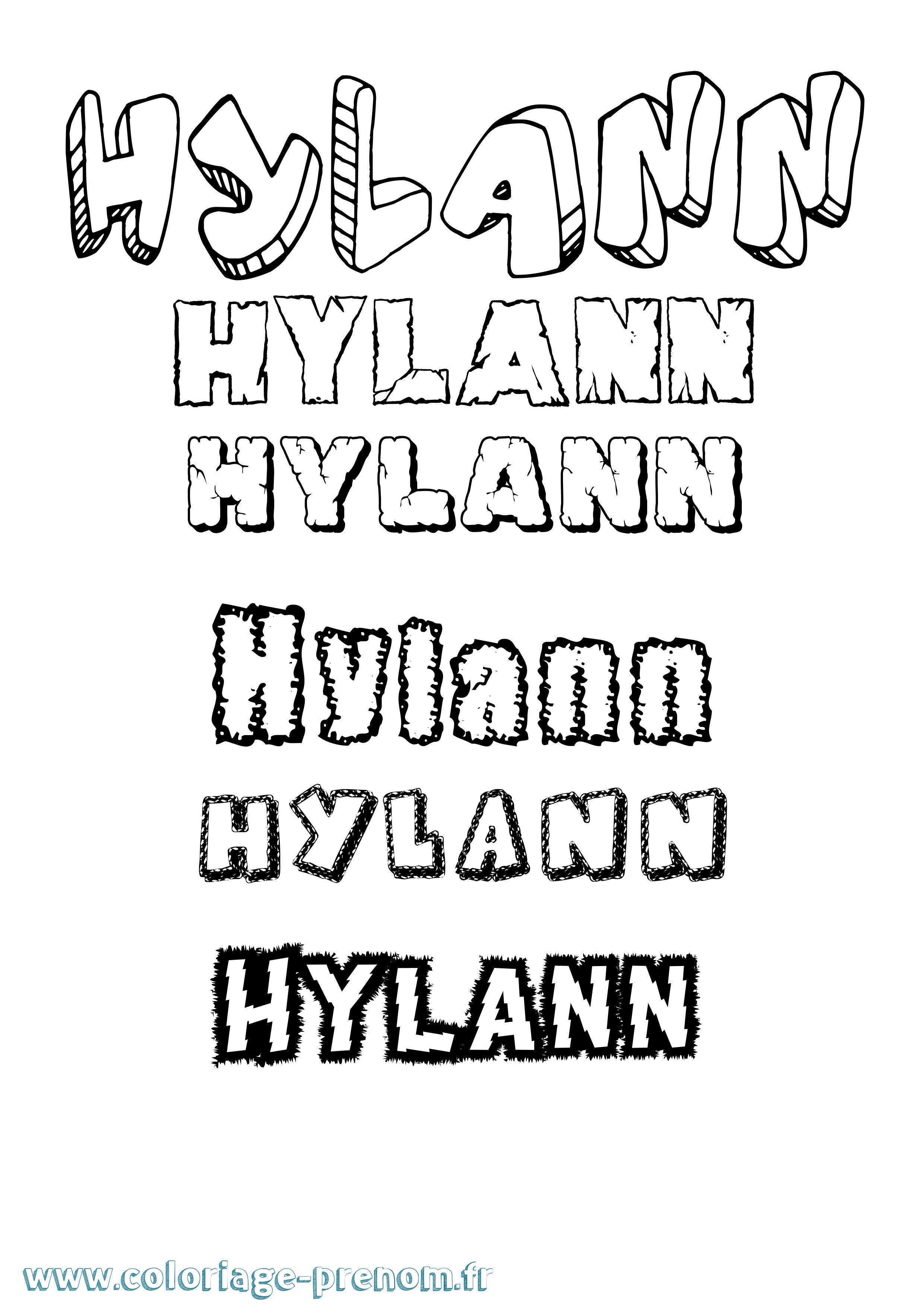 Coloriage prénom Hylann Destructuré