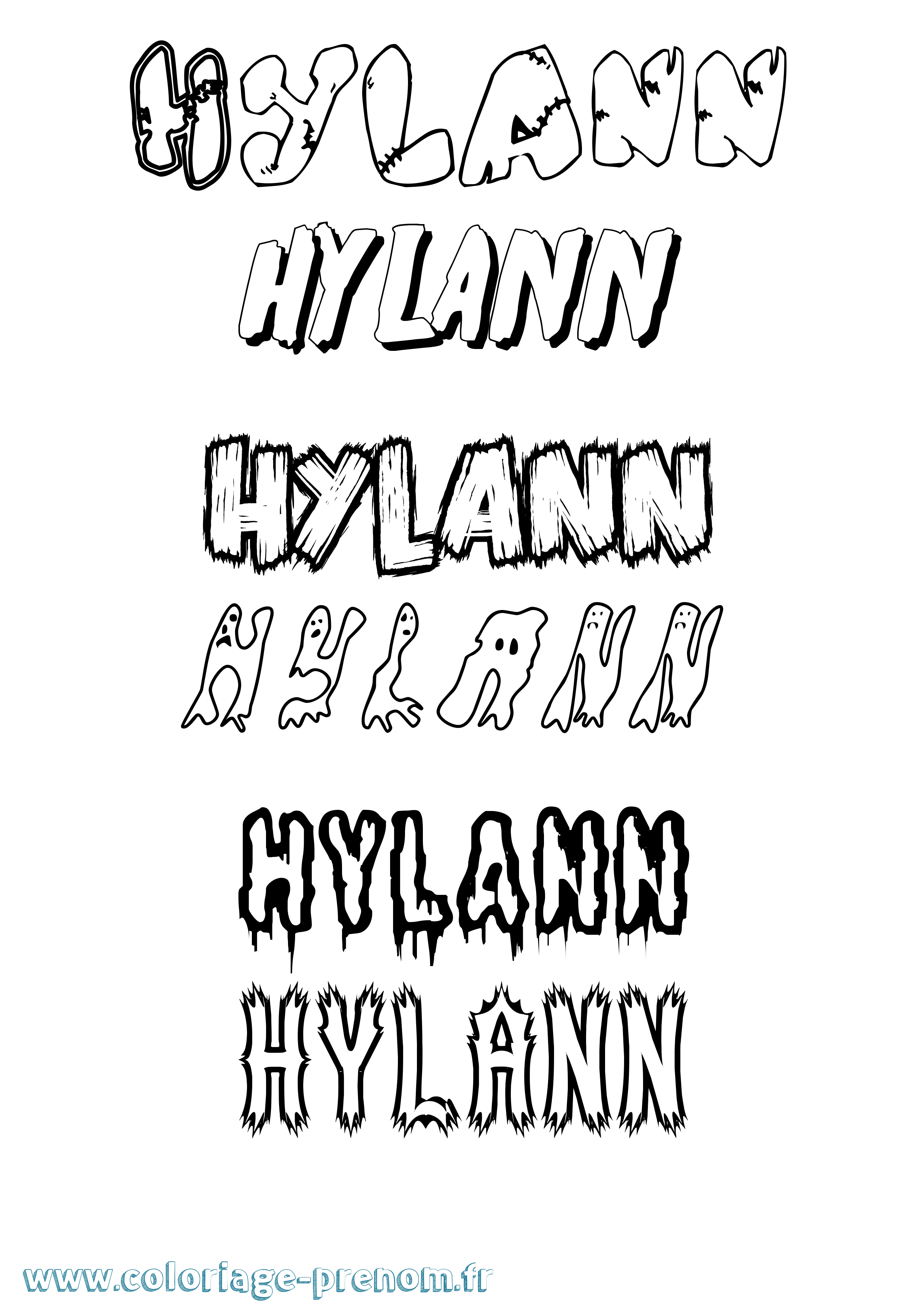 Coloriage prénom Hylann Frisson