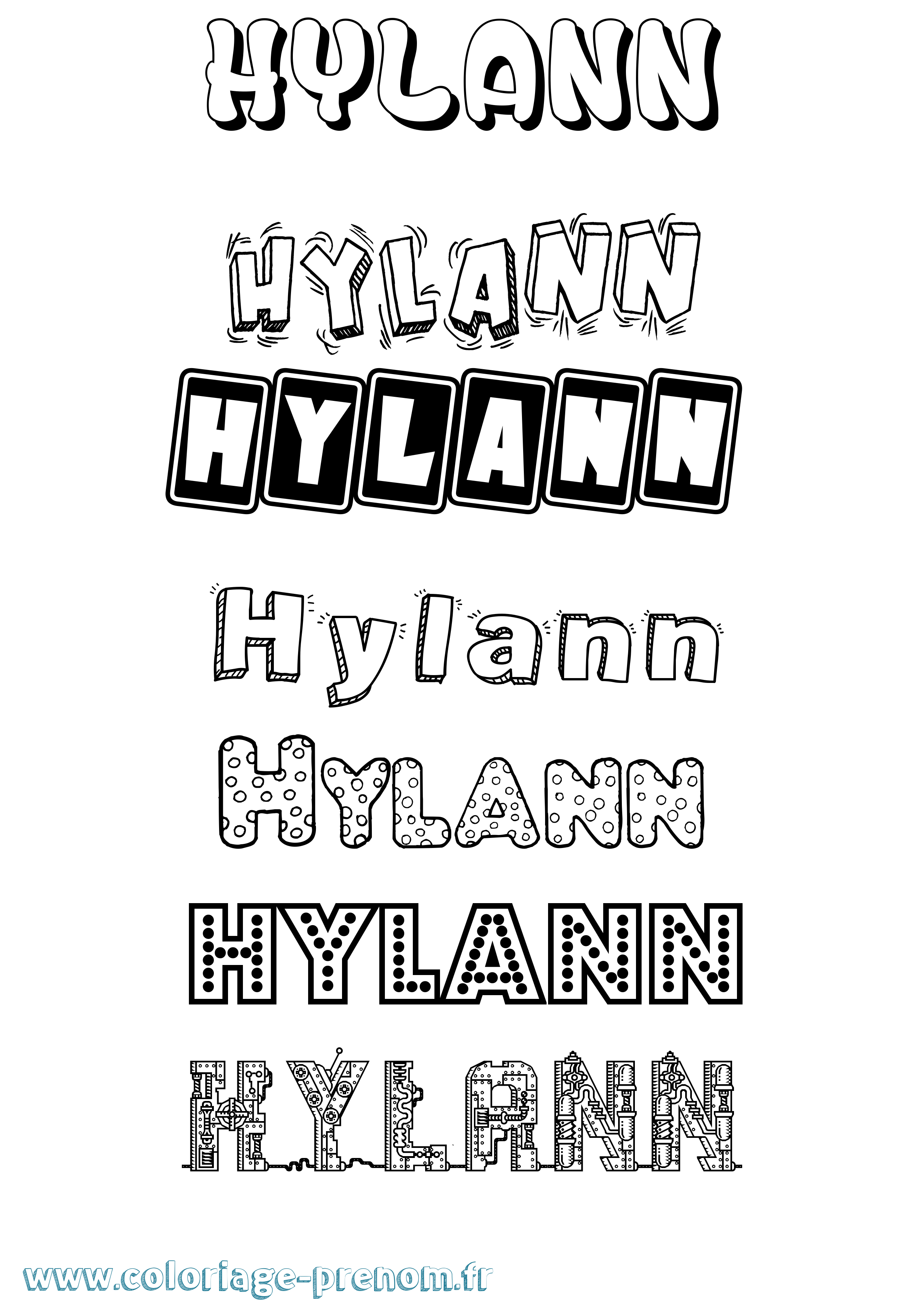 Coloriage prénom Hylann Fun