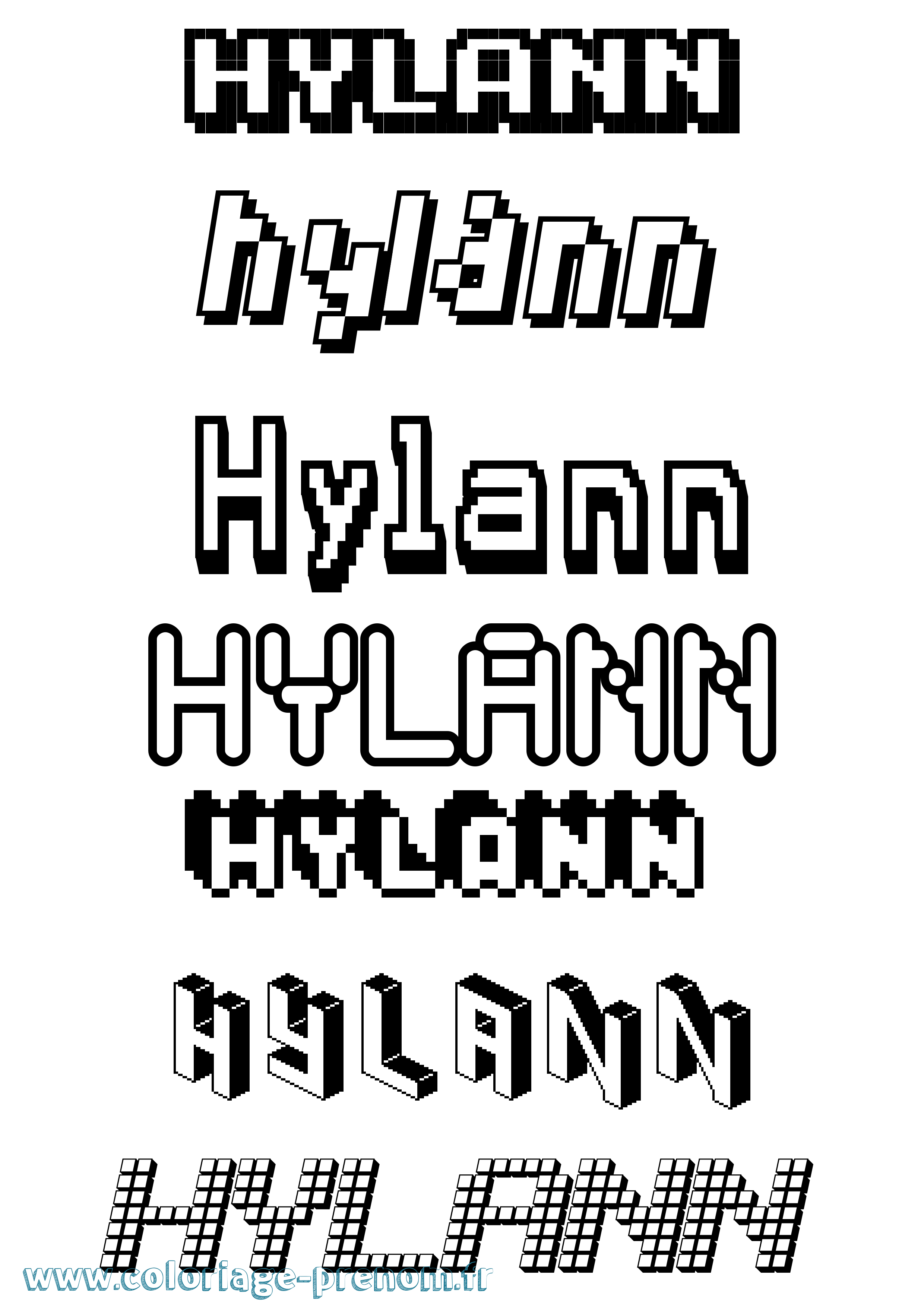 Coloriage prénom Hylann Pixel