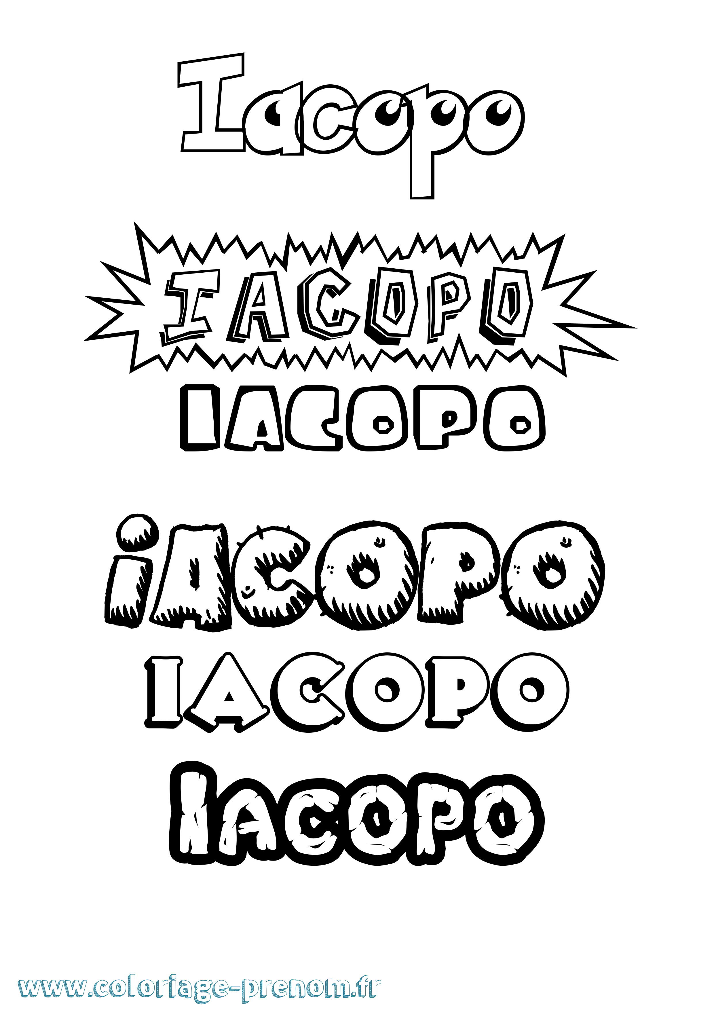 Coloriage prénom Iacopo Dessin Animé