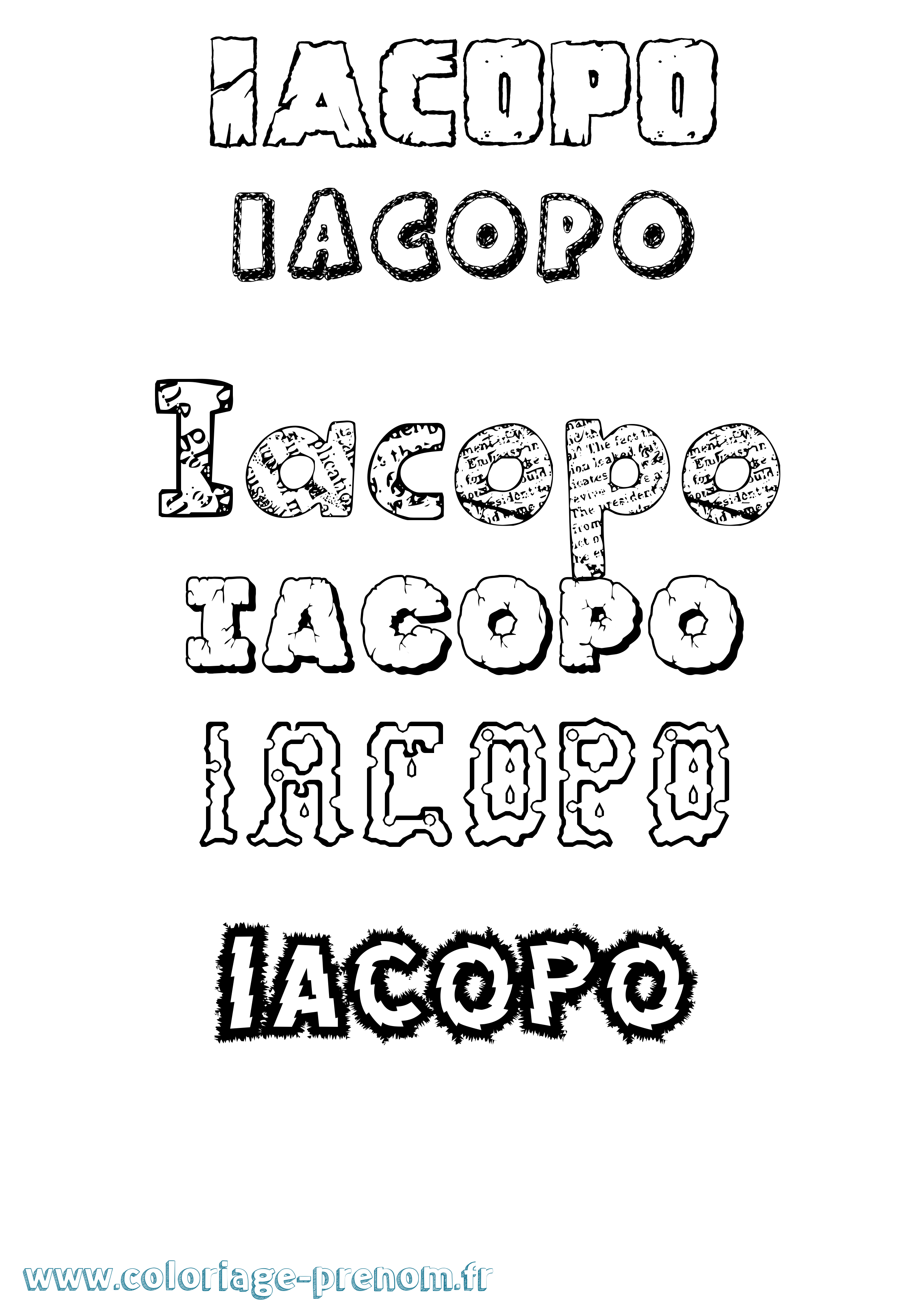 Coloriage prénom Iacopo Destructuré