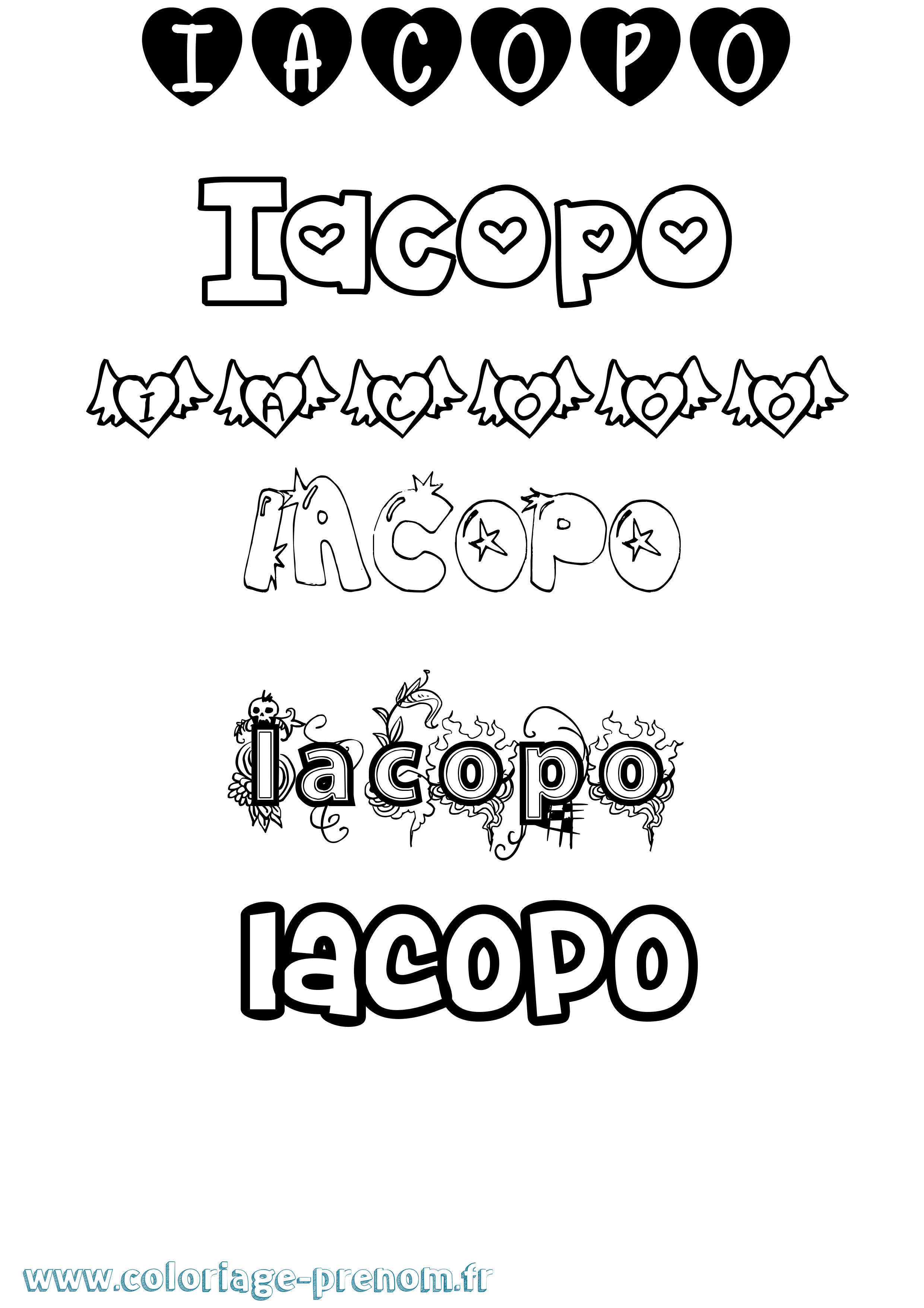 Coloriage prénom Iacopo Girly